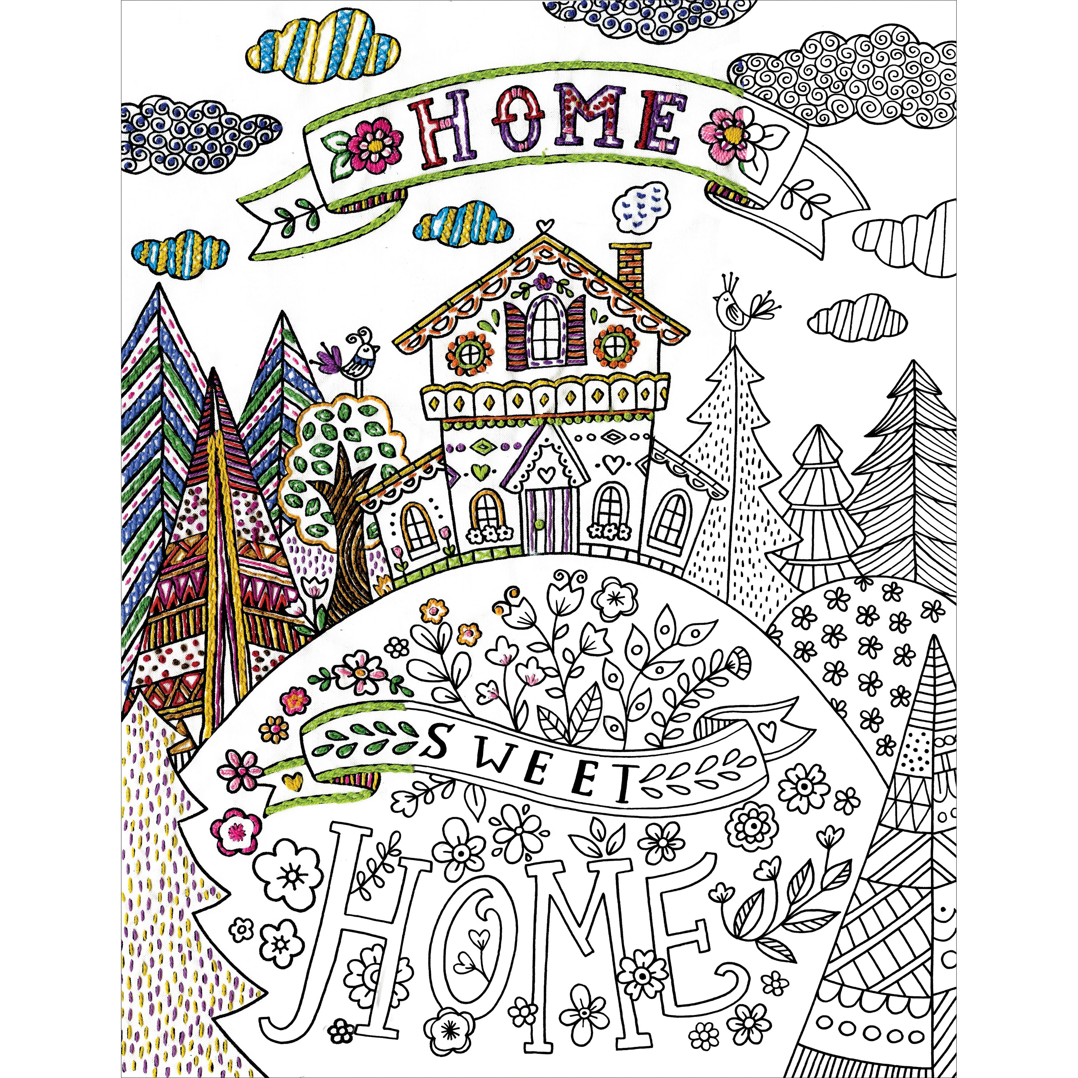 Design Works&#x2122; Zenbroidery Home Sweet Home Stamped Embroidery Kit