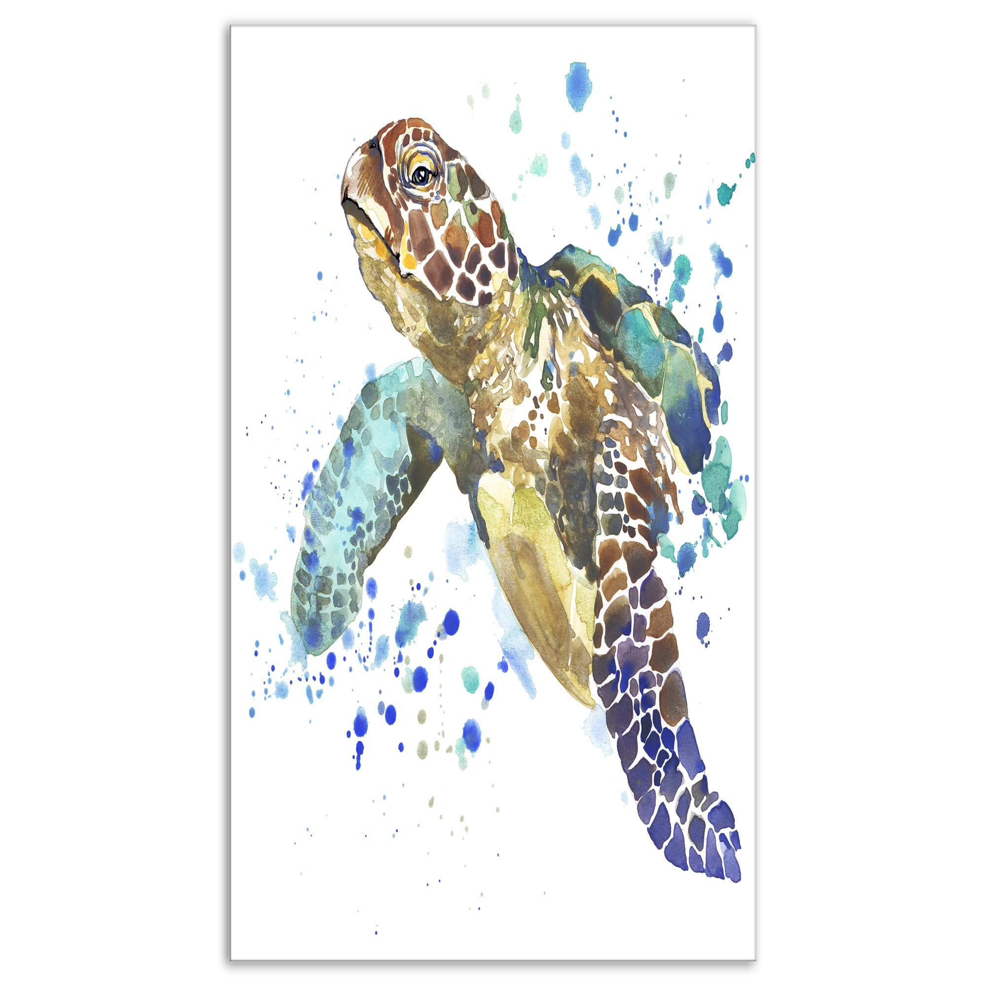Designart - Blue Sea Turtle - Animal Canvas Art Print