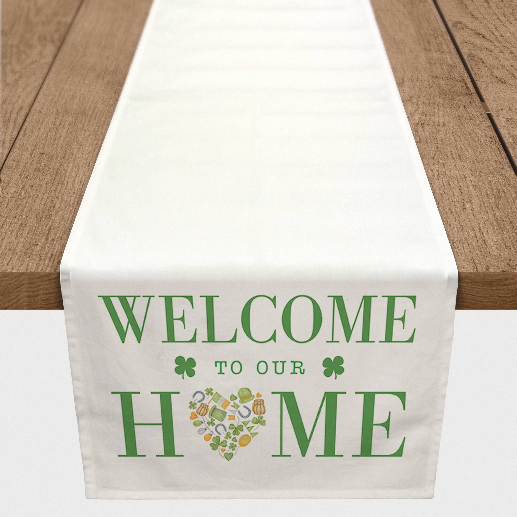 Welcome St Patty Home Long 16" x 90" Cotton Twill Runner