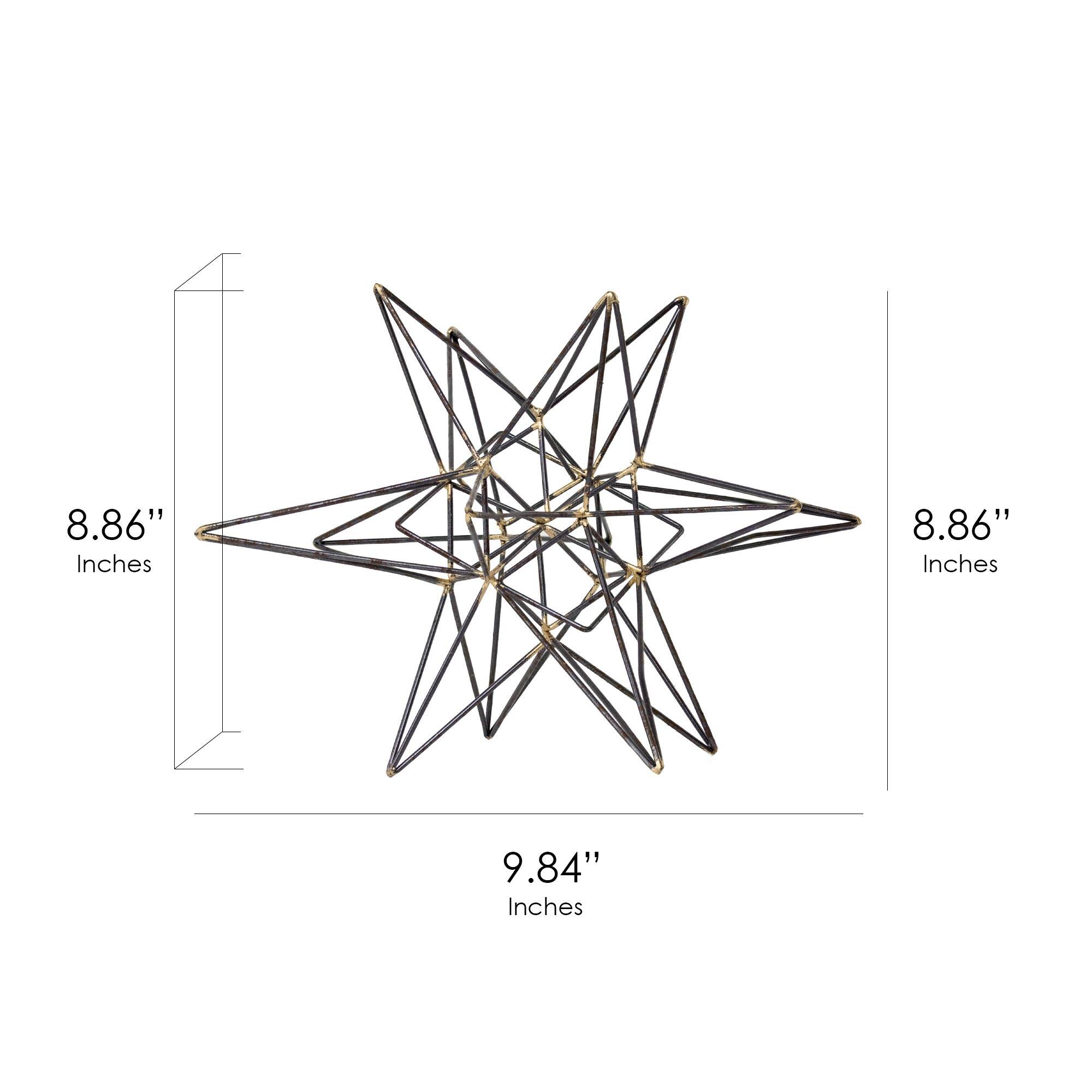 10&#x22; Gunmetal &#x26; Gold Metal Star Figurine