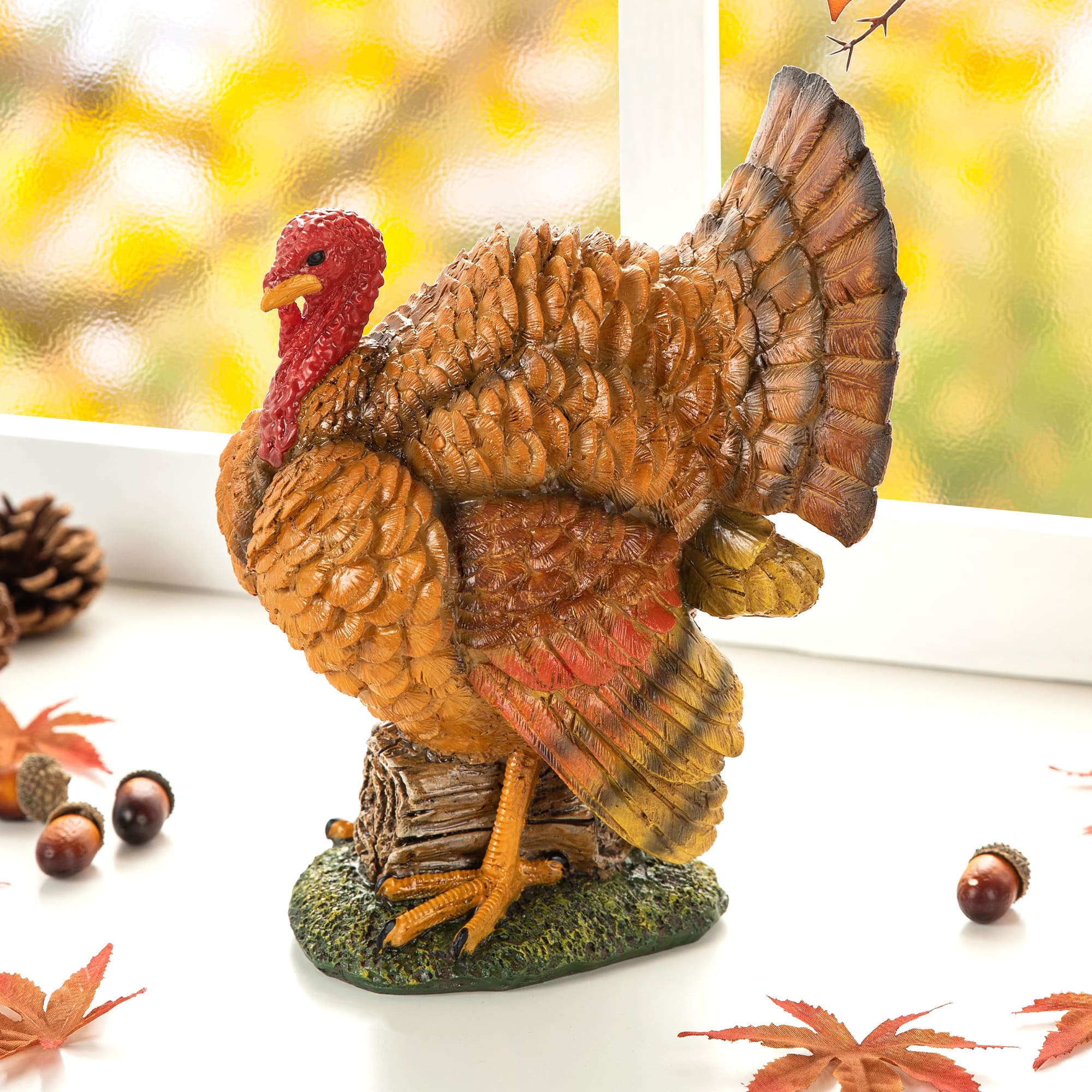 Glitzhome&#xAE; 9.5&#x22; Thanksgiving Resin Turkey Table D&#xE9;cor