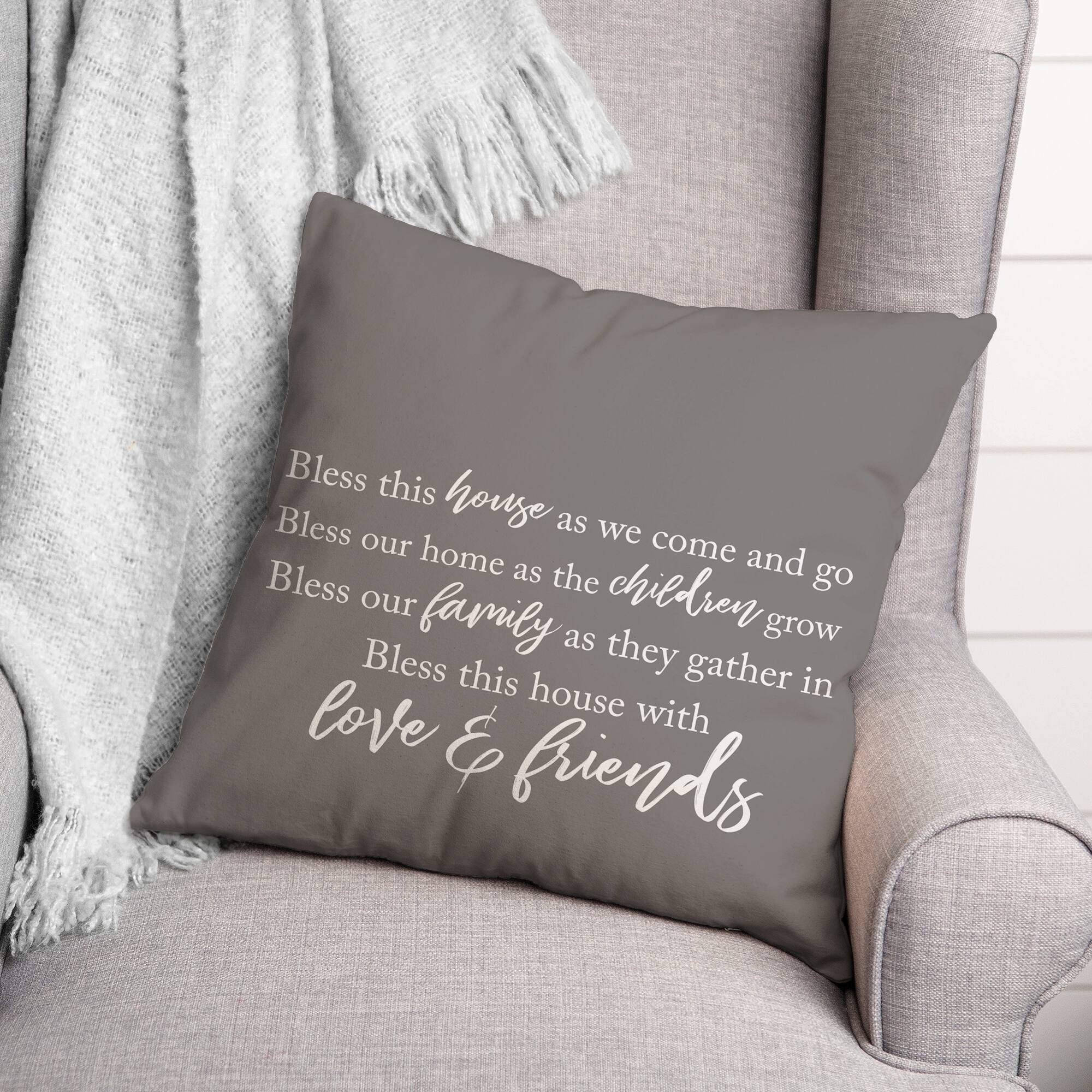 Bless This House Indoor/Outdoor Throw Pillow