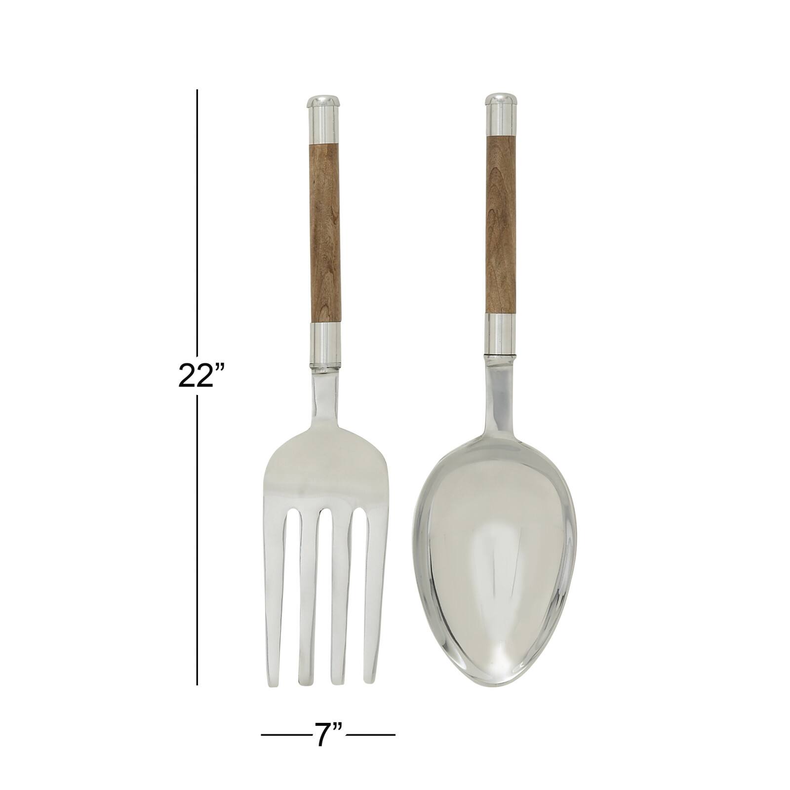 Silver Aluminum Fork & Spoon Traditional Wall DÃ©cor Set | Michaels