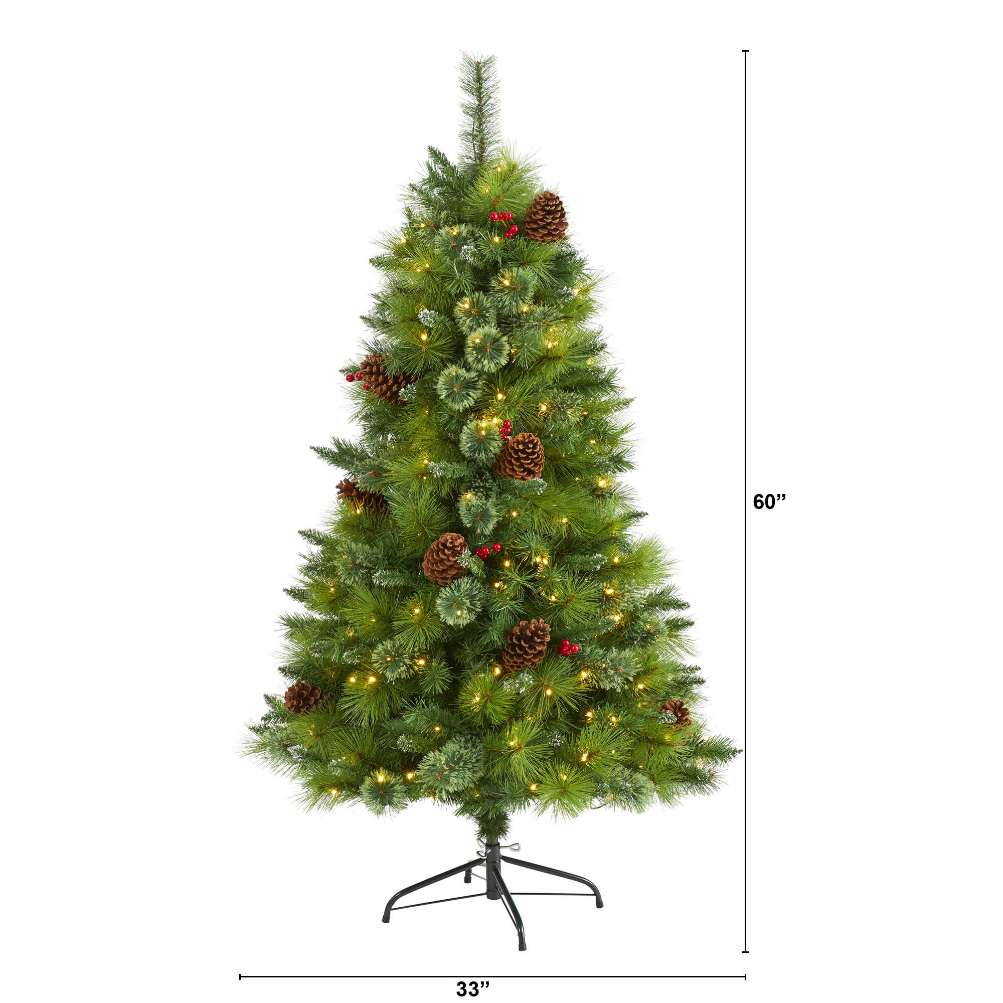 5ft. Pre-Lit Montana Mixed Pine, Pinecones & Berries Artificial Christmas Tree with Clear LED Lights