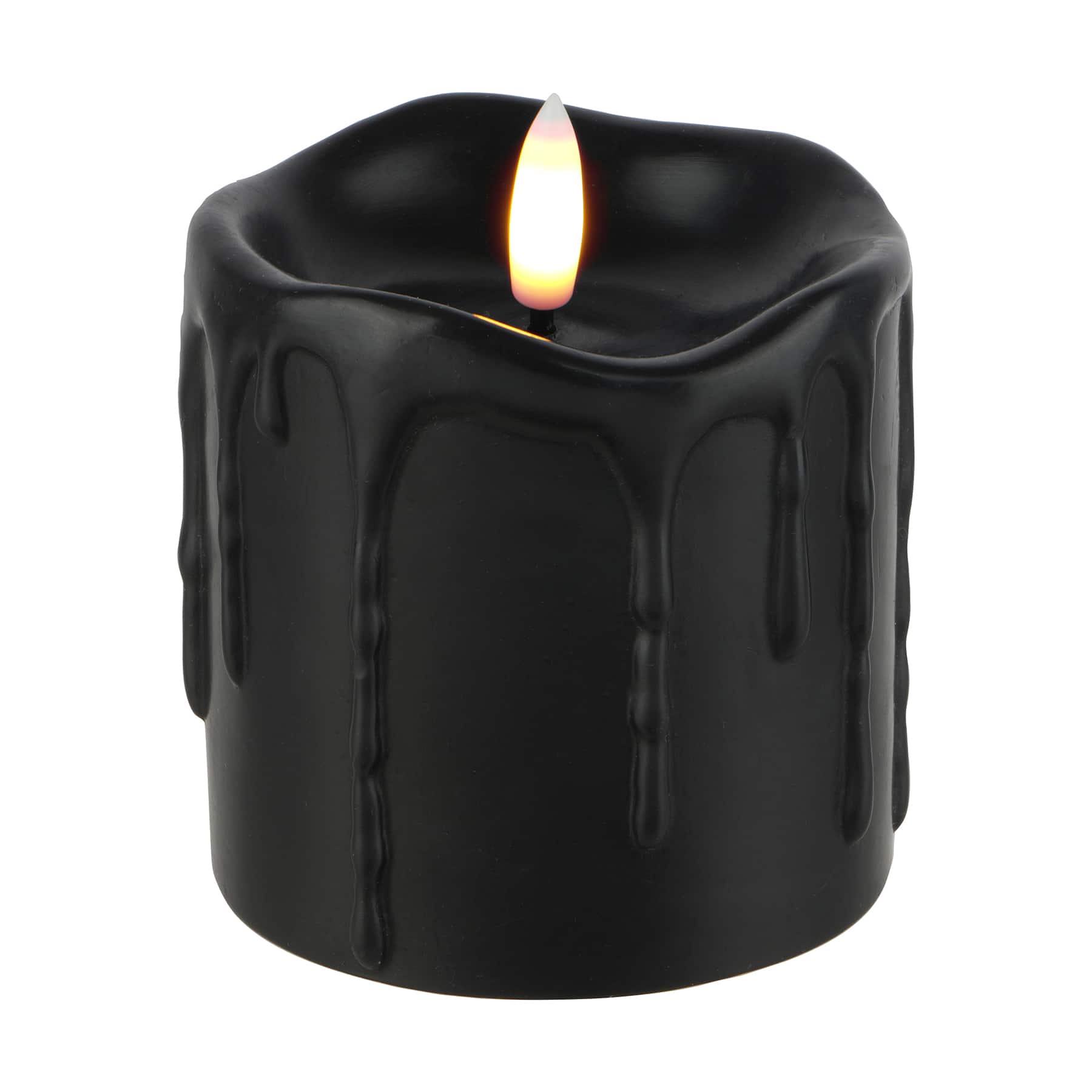 3&#x22; x 3&#x22; Black Dripping LED Wax Pillar Candle by Ashland&#xAE;