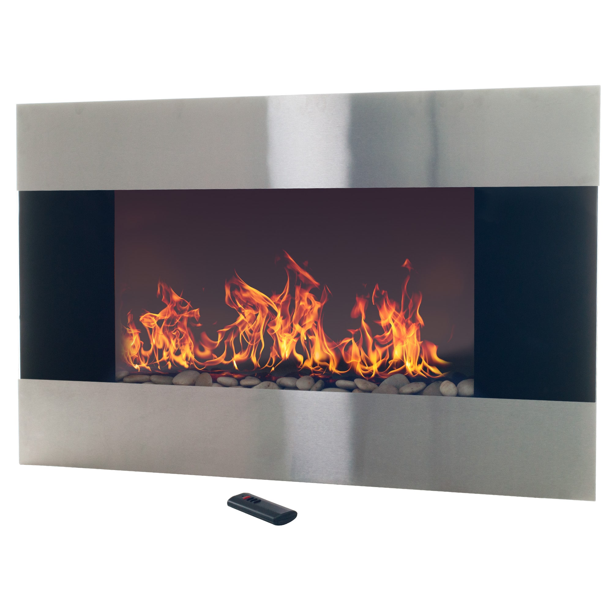Hastings Home 36" Stainless Steel Electric Fireplace