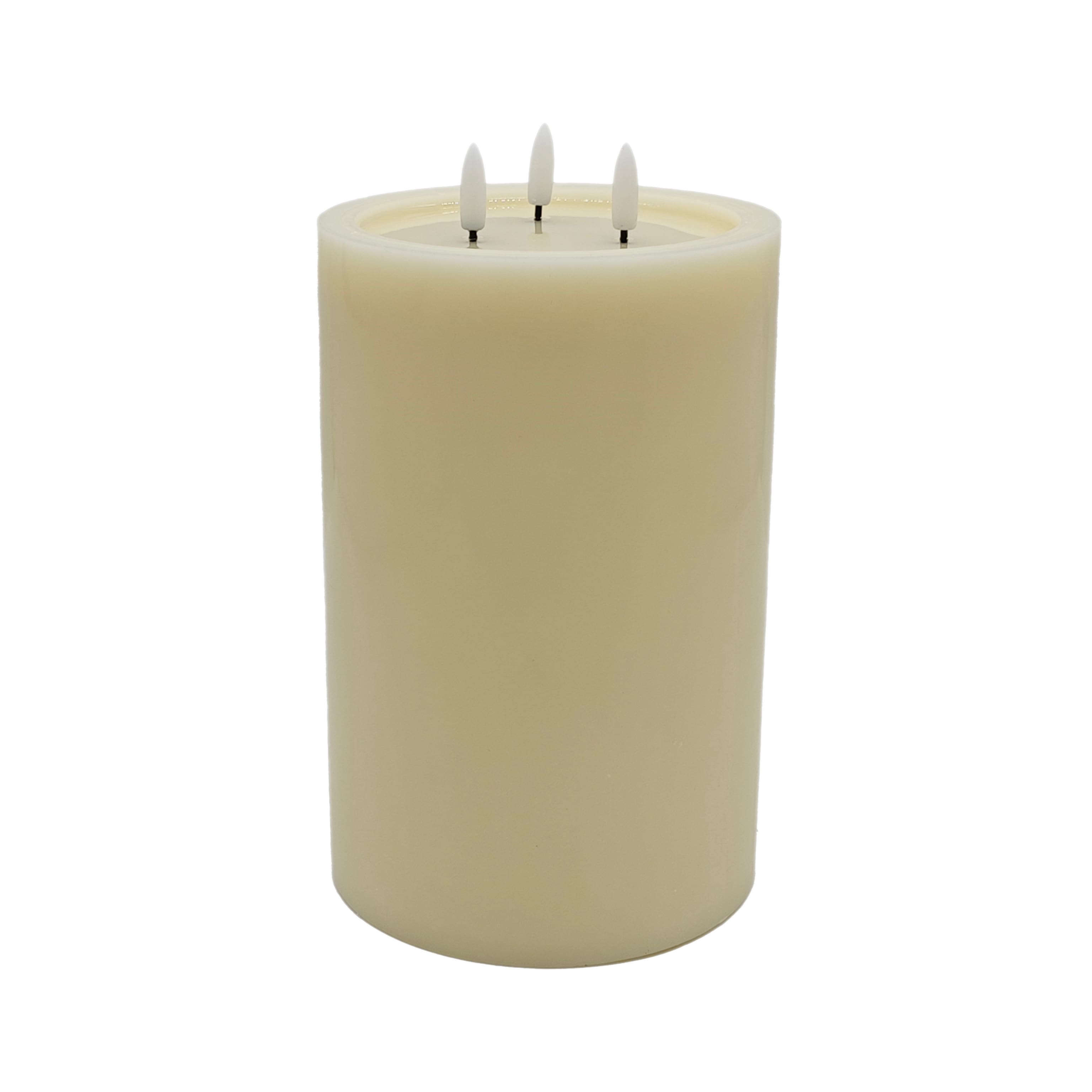6" x 9" Flickering 3-Wick LED Wax Pillar Candle by Ashland®