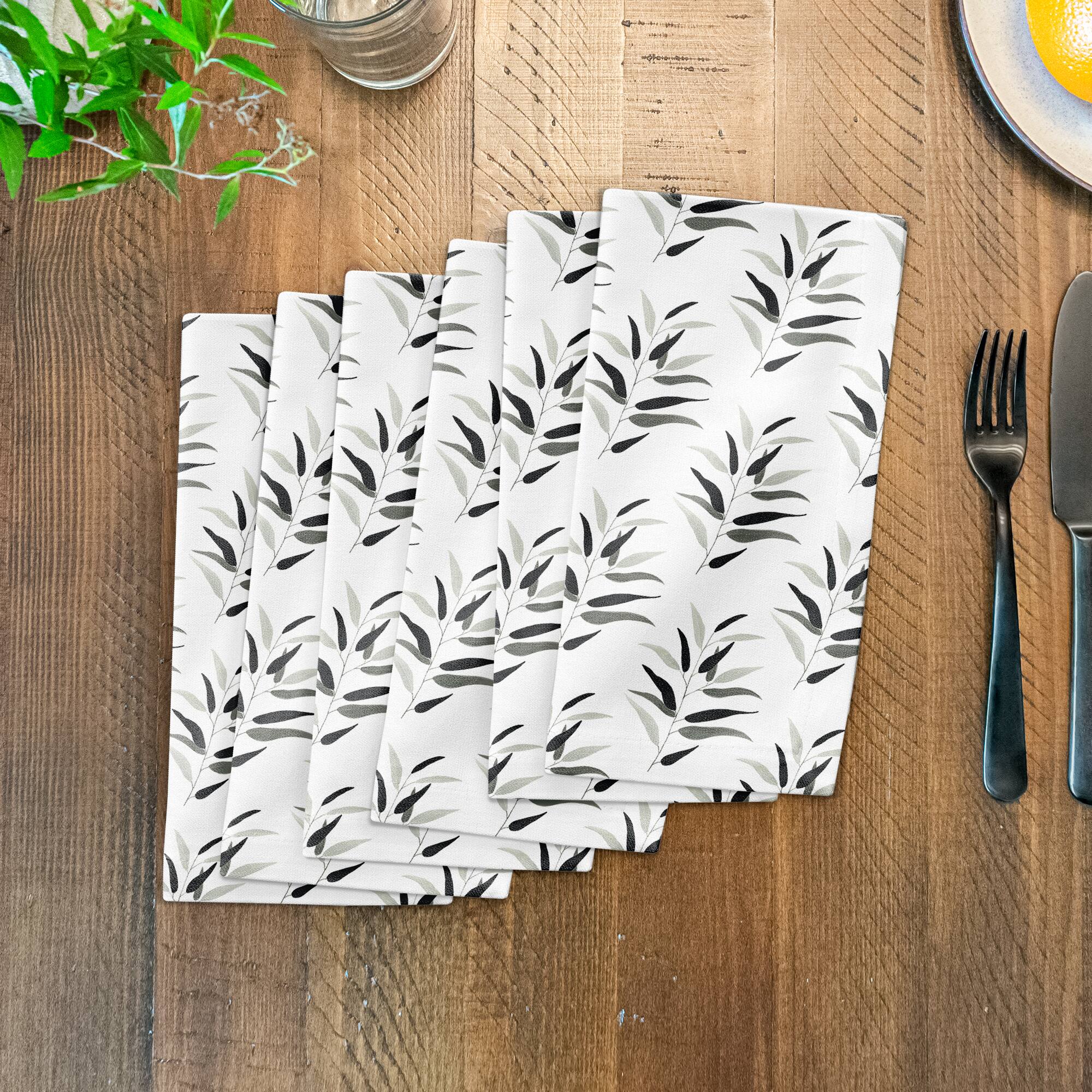 Dark Leaf Pattern 10" x 10" Cotton Twill Napkin