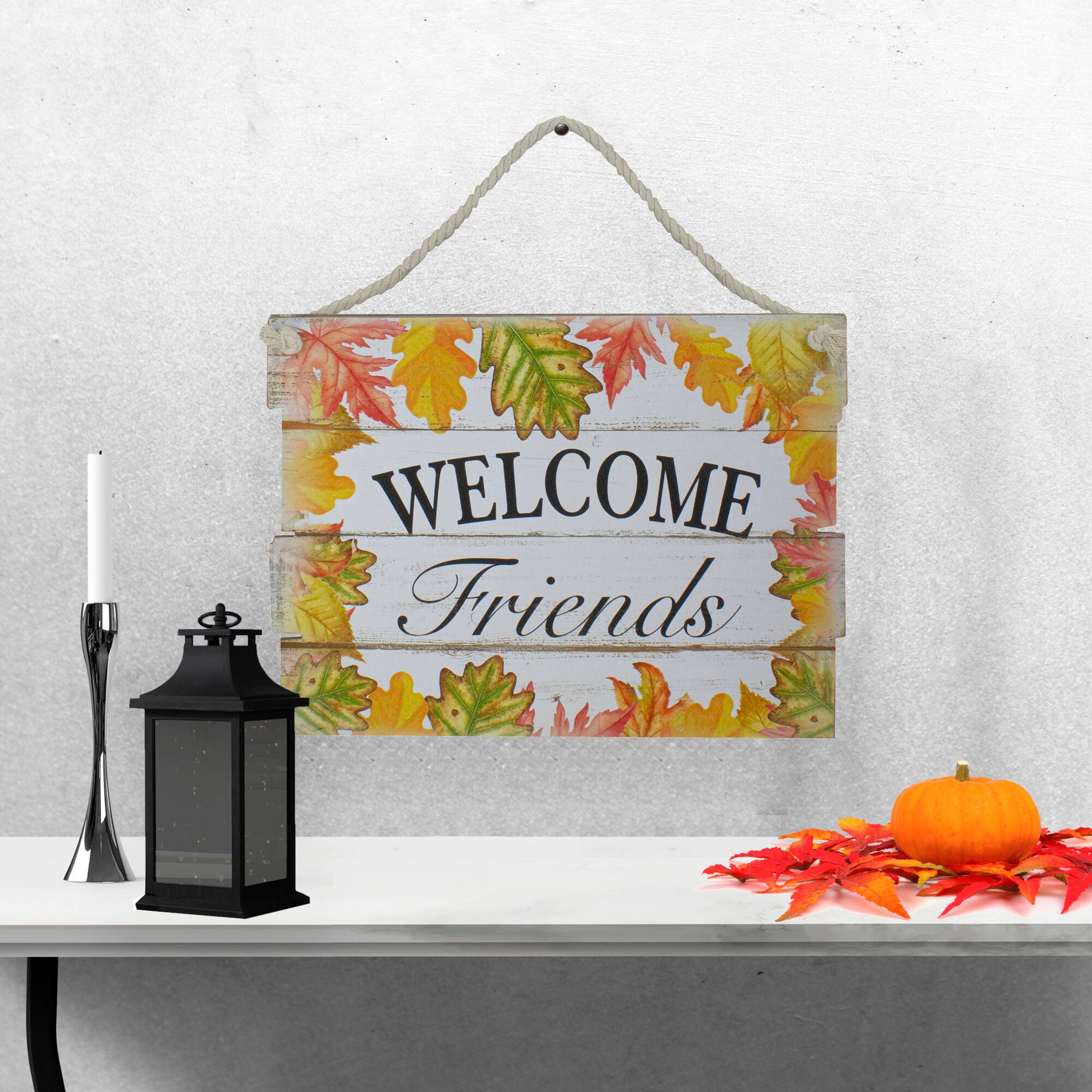 16&#x22; Autumn Leaves Welcome Friends Wall Sign