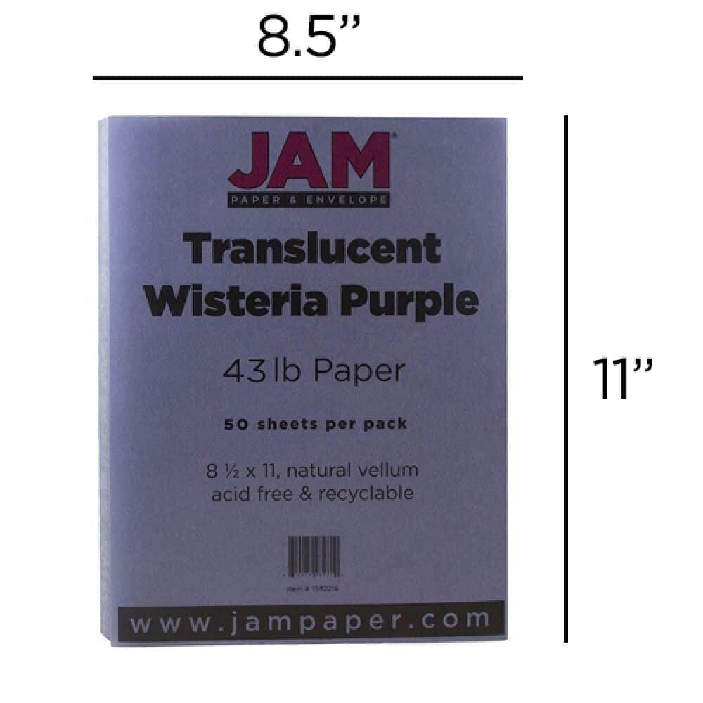 JAM Paper Translucent 8.5&#x22; x 11&#x22; 43lb. Vellum Cardstock, 50 Sheets