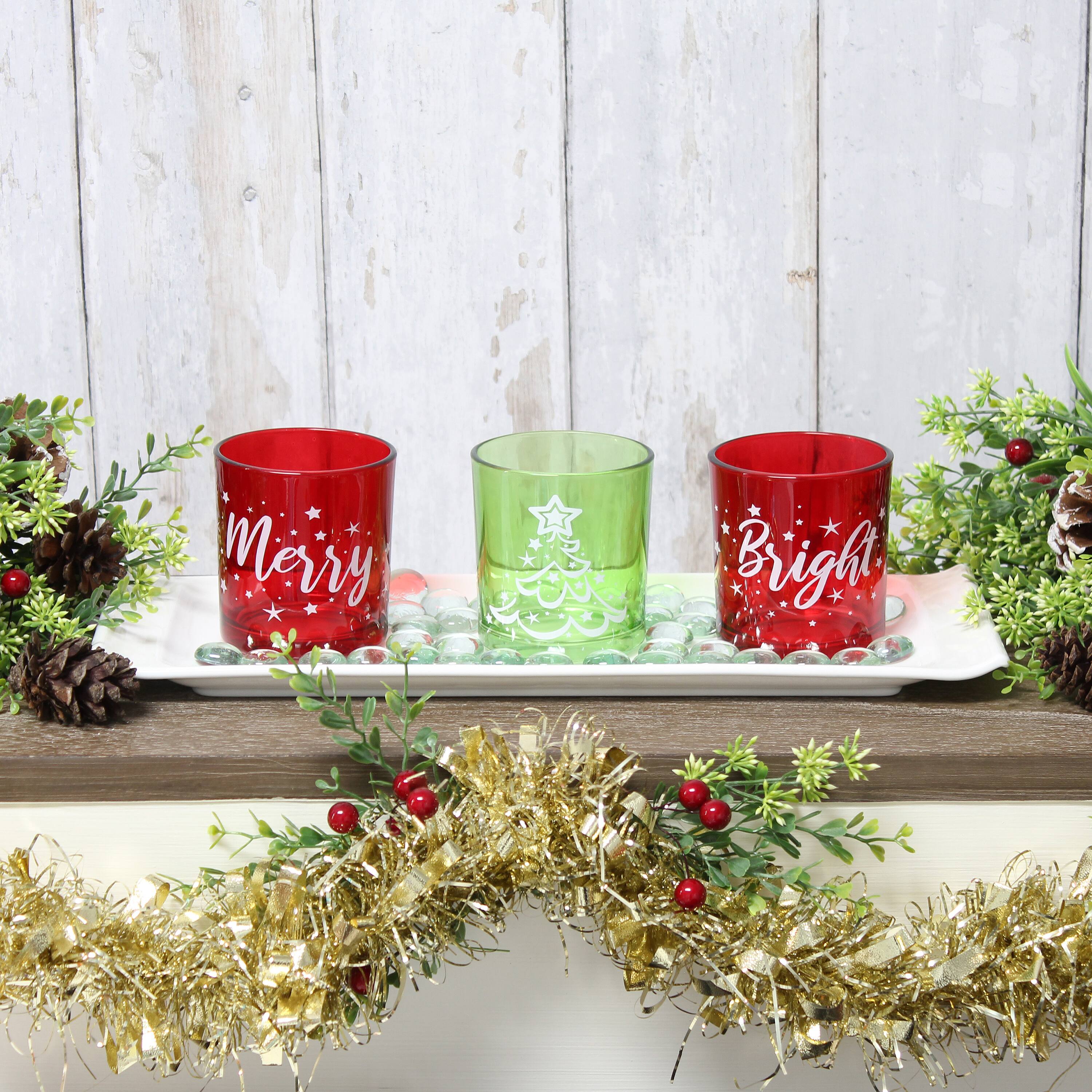 Elegant Designs&#x2122; Merry &#x26; Bright Christmas Candle Holder Set