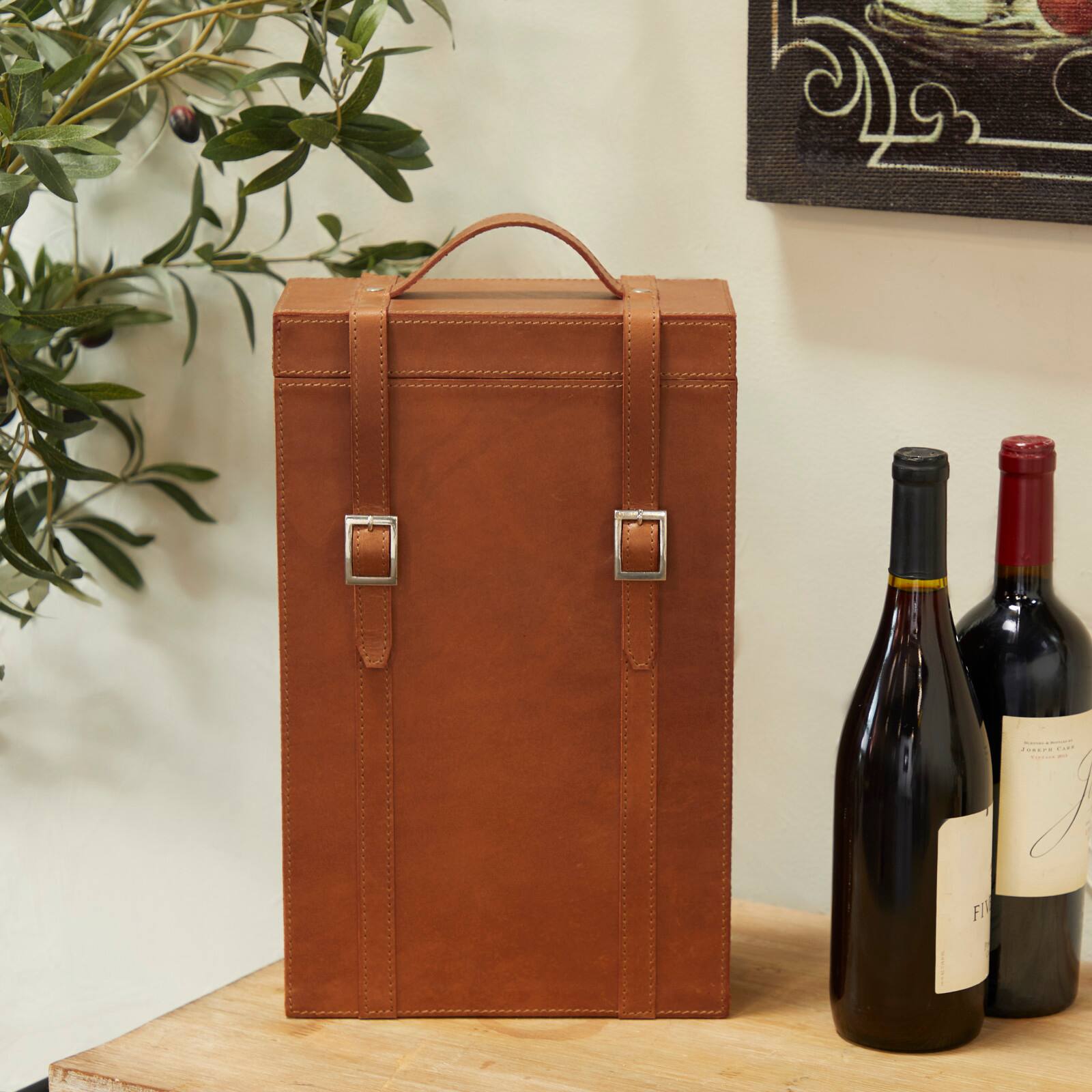 Tan Modern Wine Holder, 9" x 5" x 16"