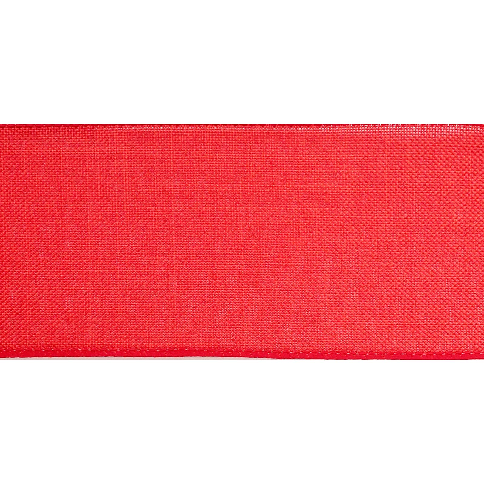 2.5&#x22; Red Faux Linen Wired Ribbon by Celebrate It&#x2122;