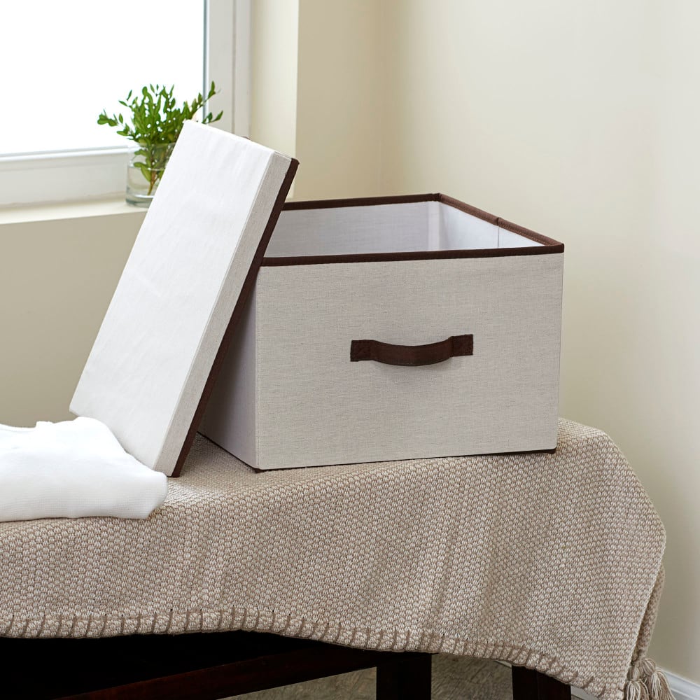 Household Essentials Canvas Storage Box with Lid