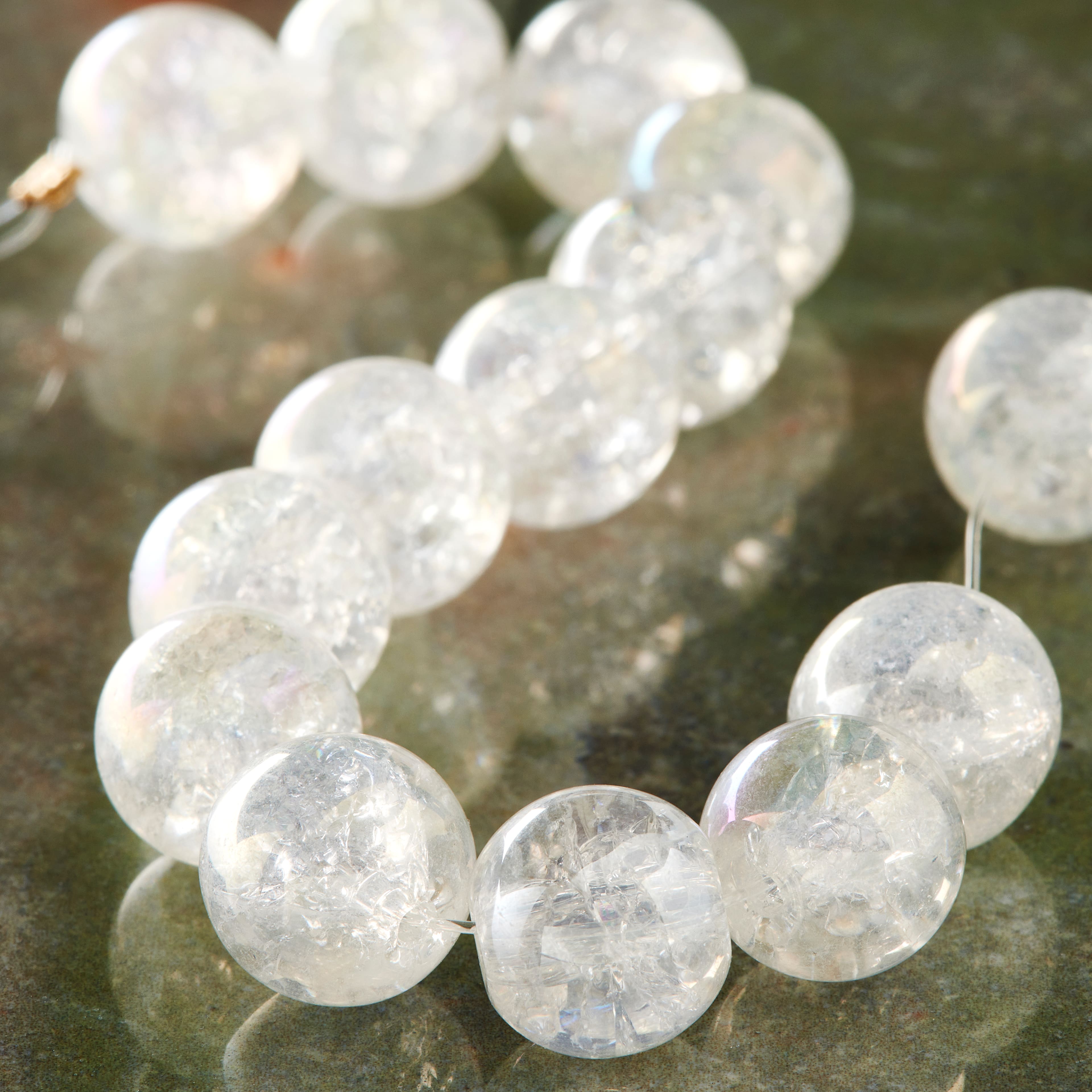 Aurora Borealis Round Crackle Quartz Beads, 12mm by Bead Landing™