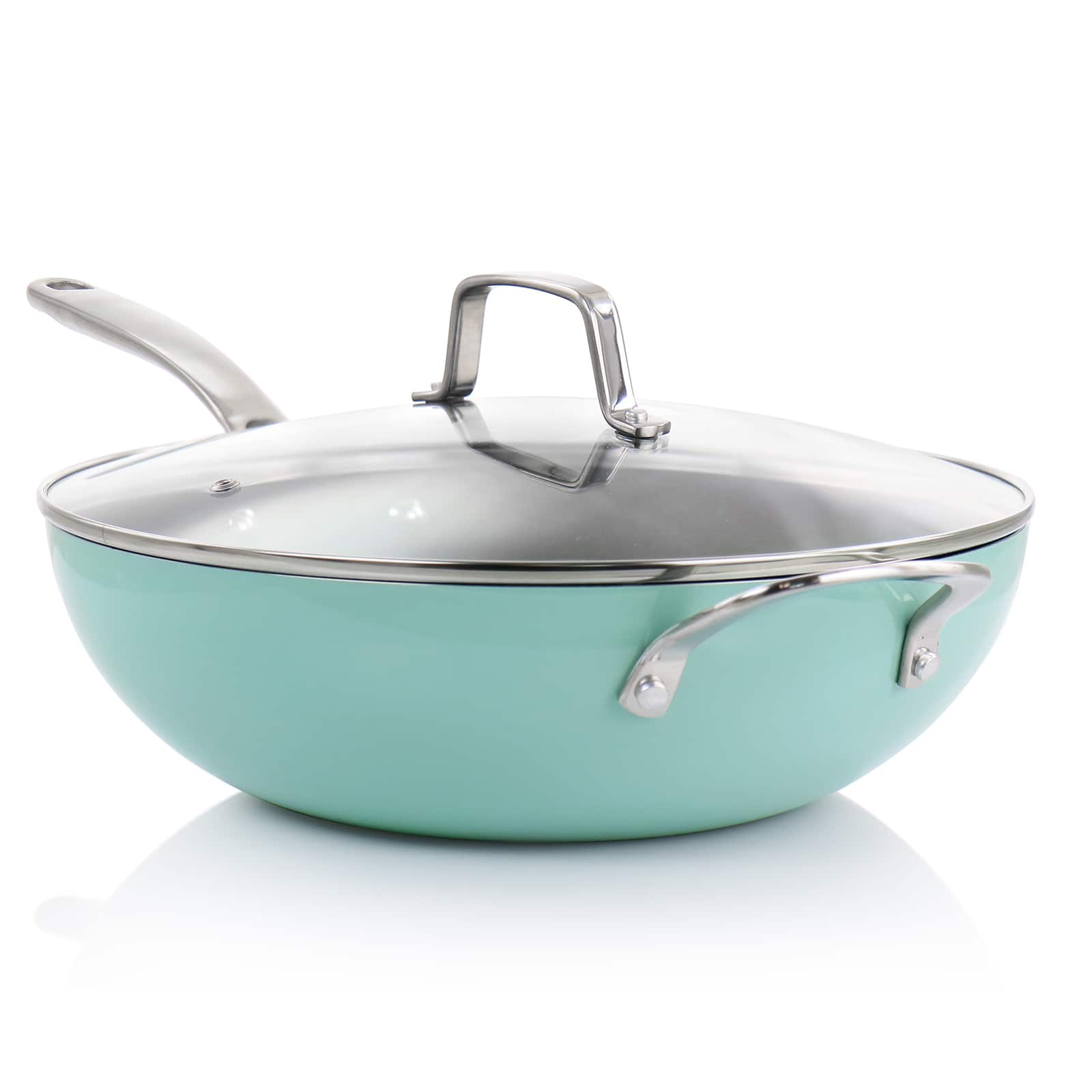 Martha Stewart 12" Turquoise Aluminum Nonstick Essential Pan With Lid