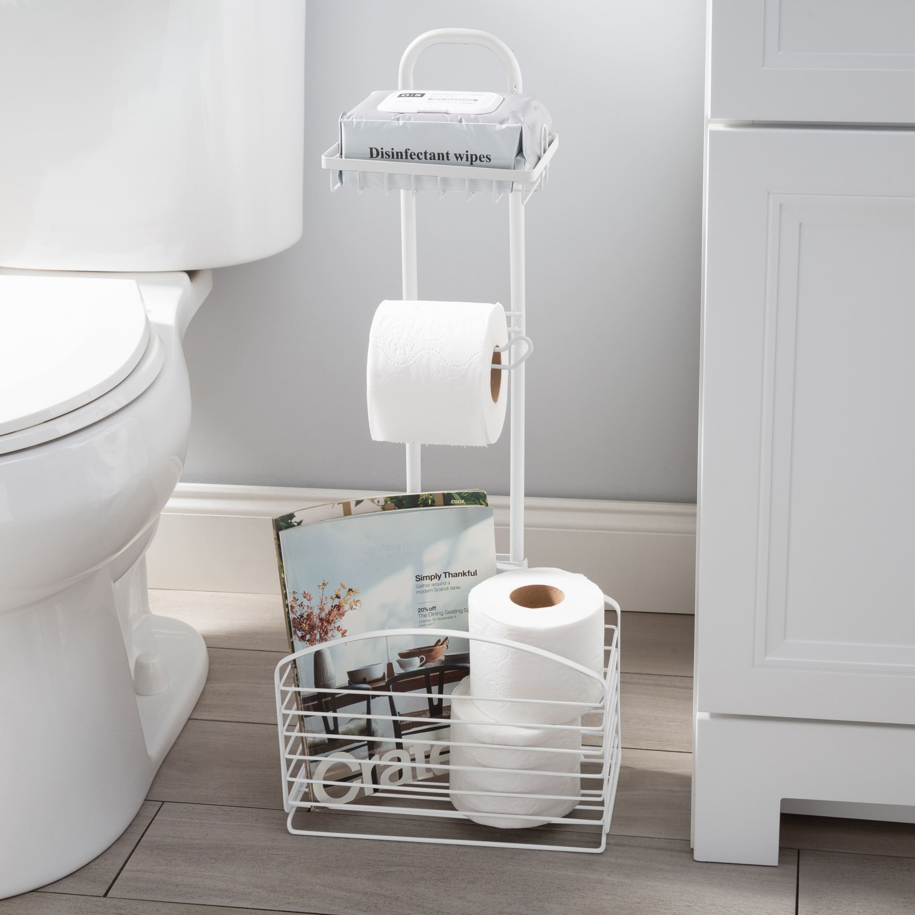 Bath Bliss Ellipse Collection White Adjustable Bathroom Organizer