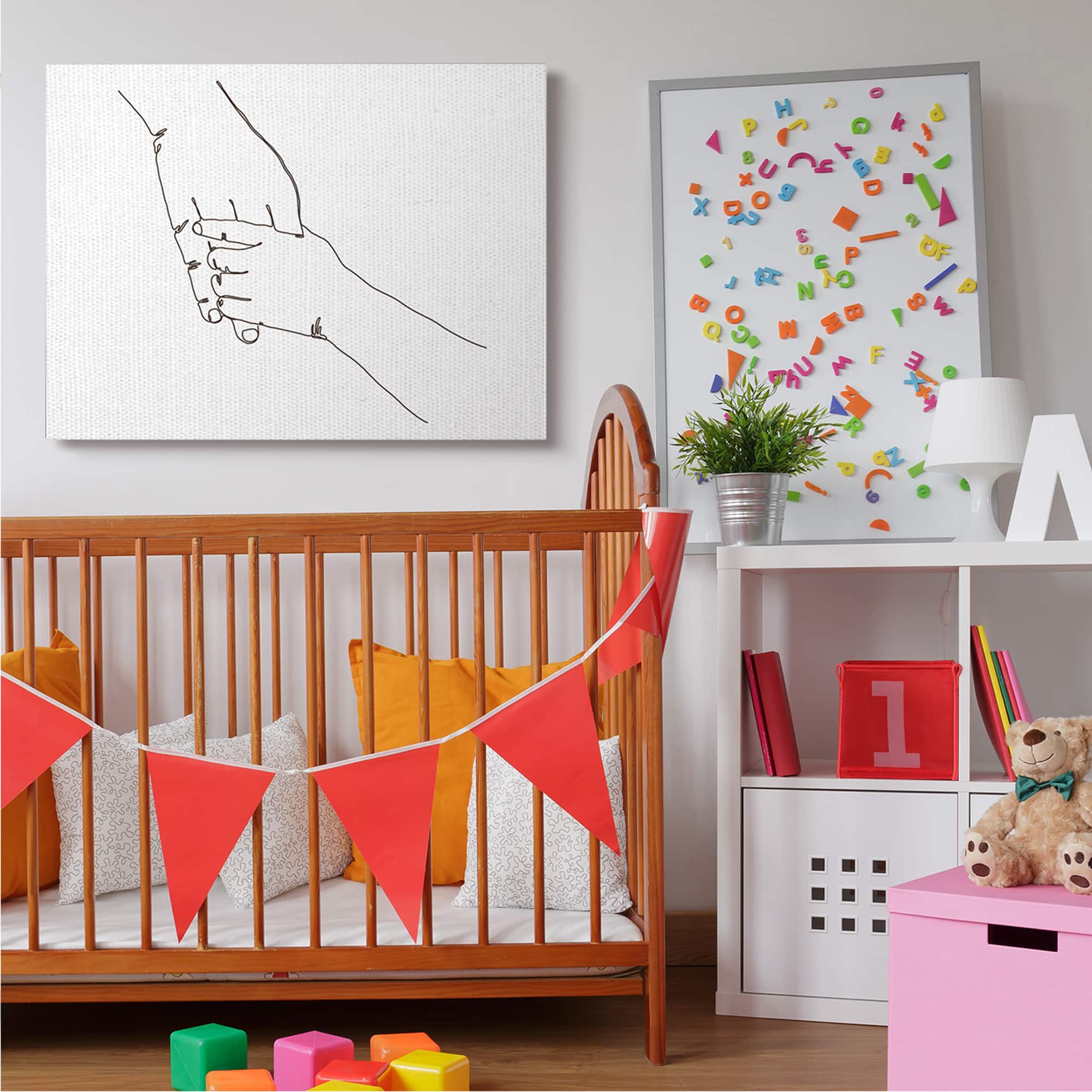 Stupell Industries Family Holding Hands Pose Minimal Linework Canvas Wall Art