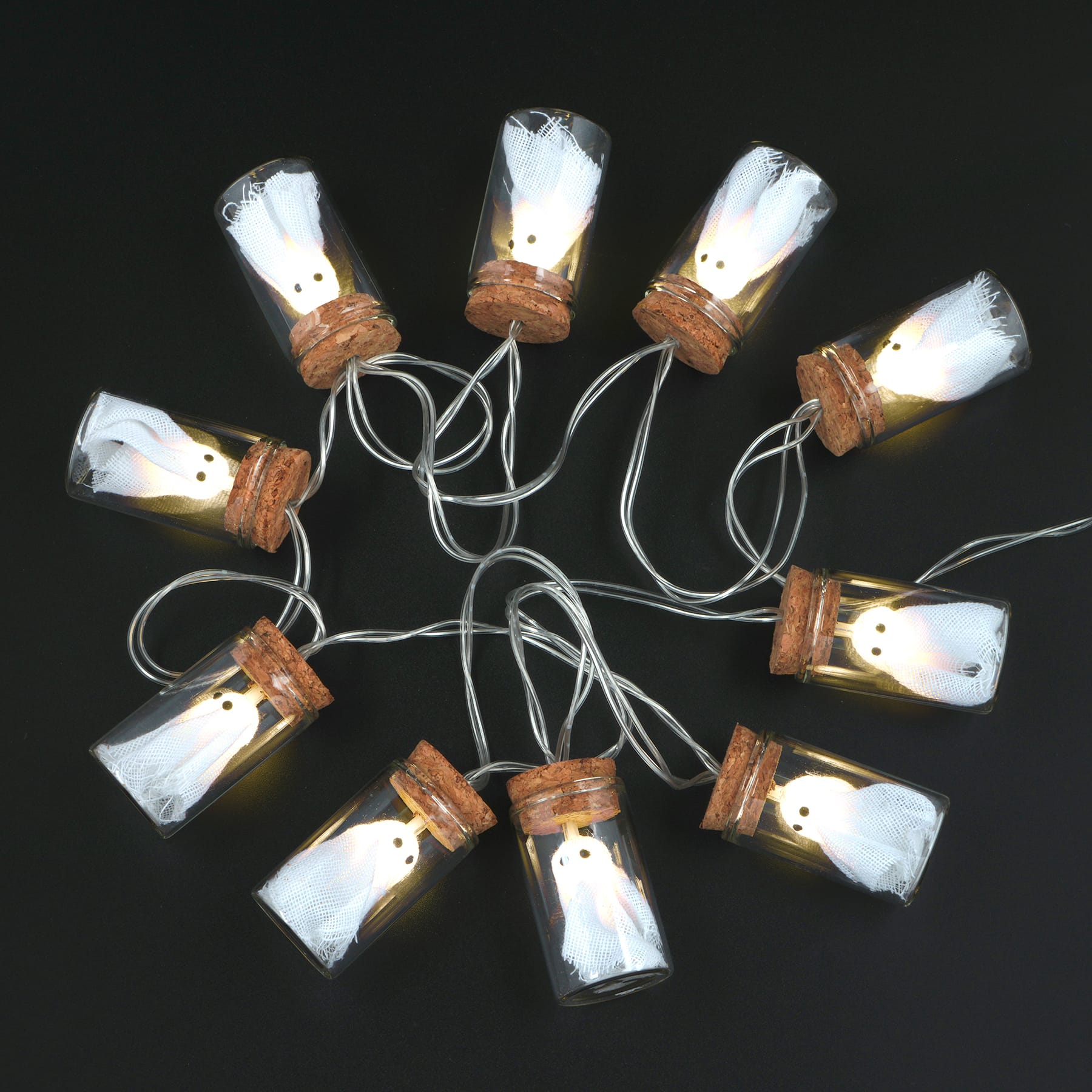 10ct. Warm White LED Glass Ghost Jar String Lights by Ashland&#xAE;