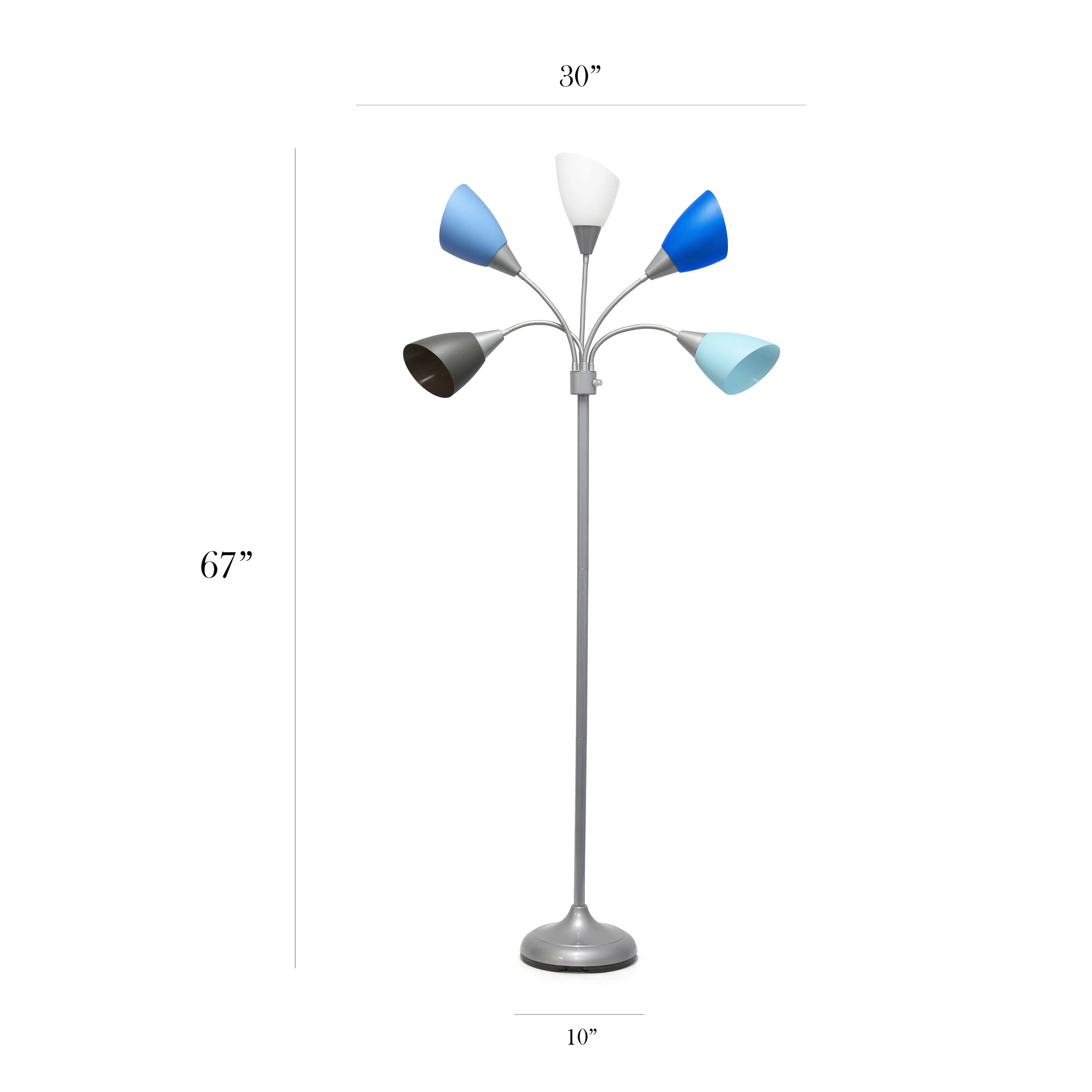Simple Designs&#x2122; 5.6ft. 5-Light Gooseneck Silver Floor Lamp