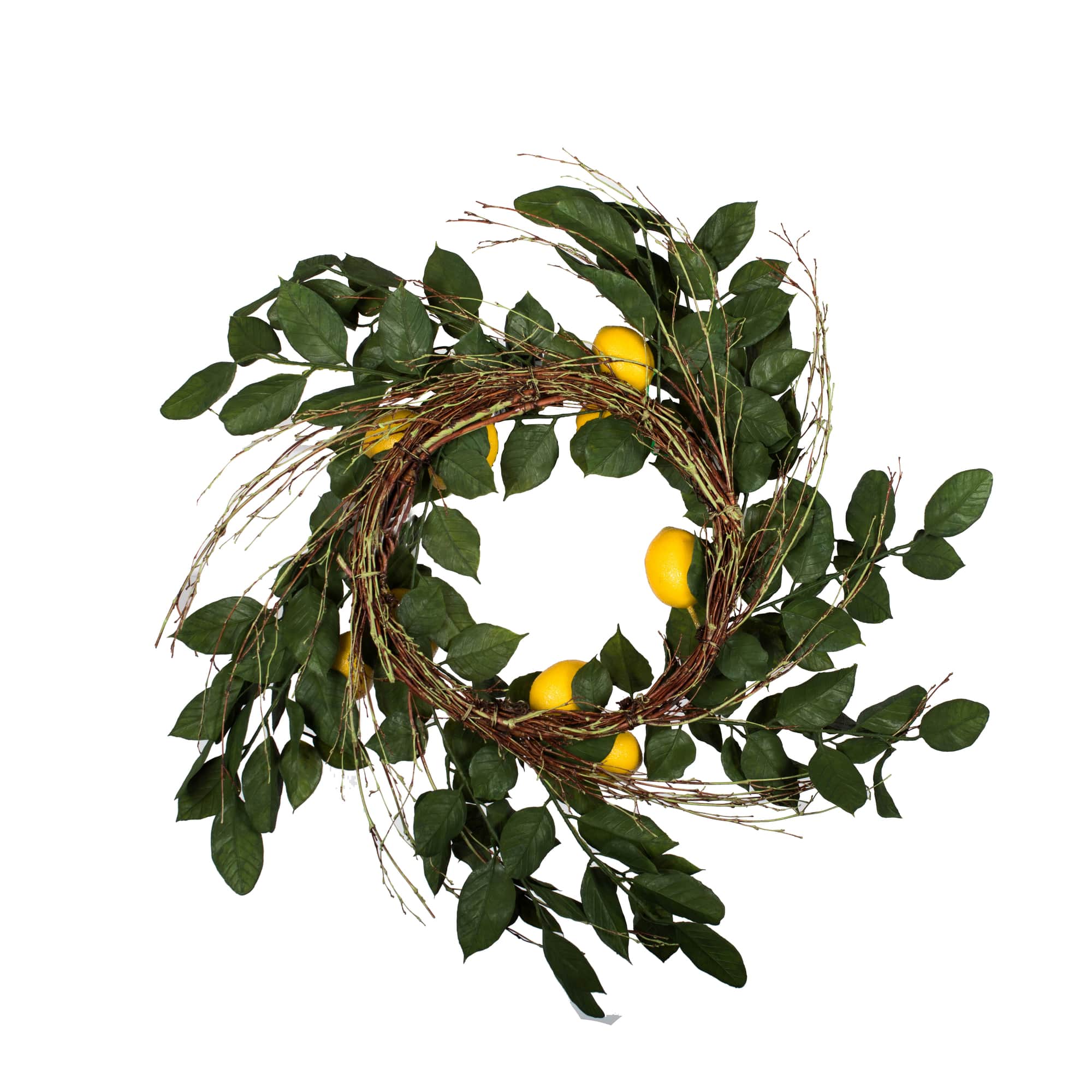 24" Green & Yellow Salal Leaf Lemon Wreath