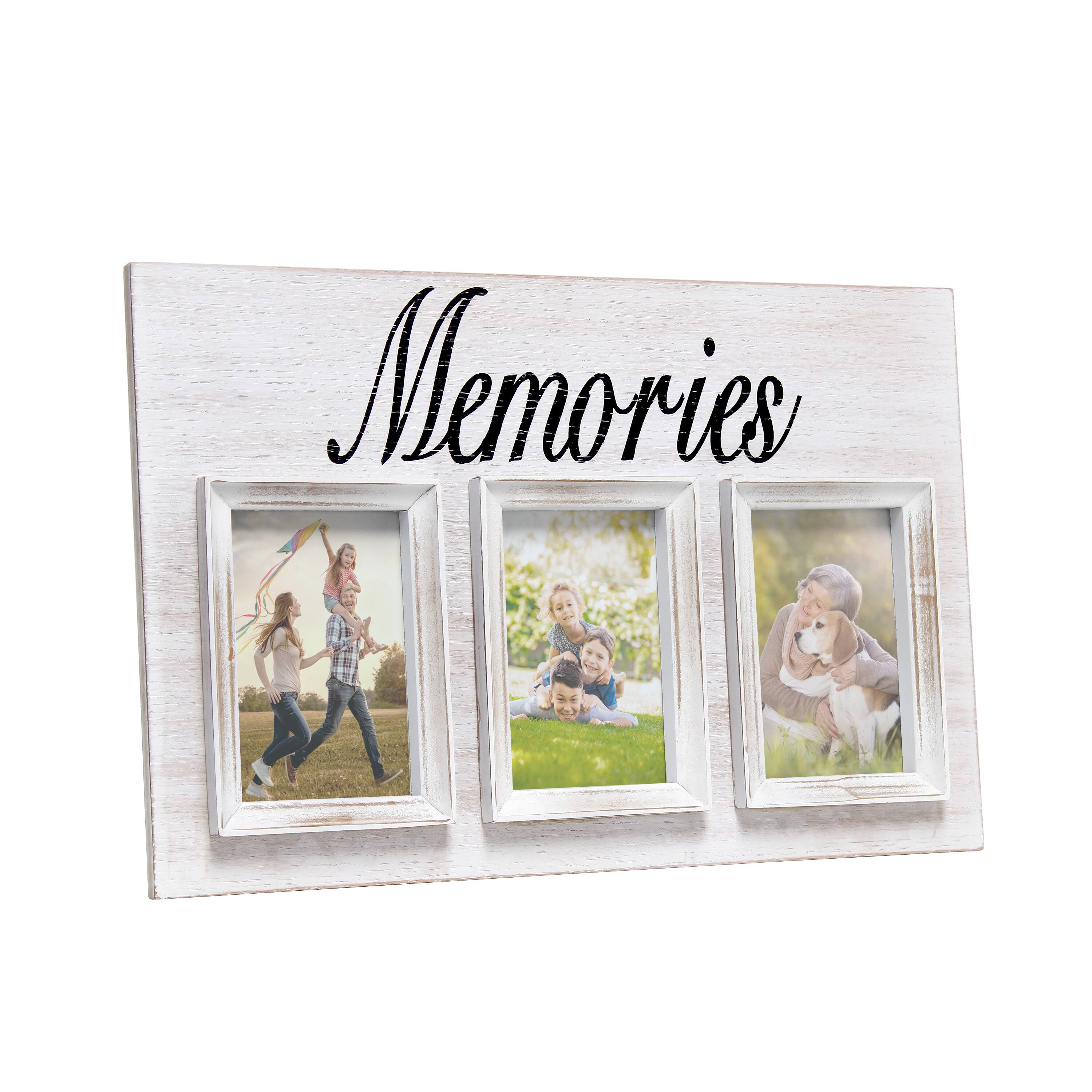  Elegant Designs Whitewash Memories 3 Photo Collage 4&#x22; x 6&#x22; Picture Frame