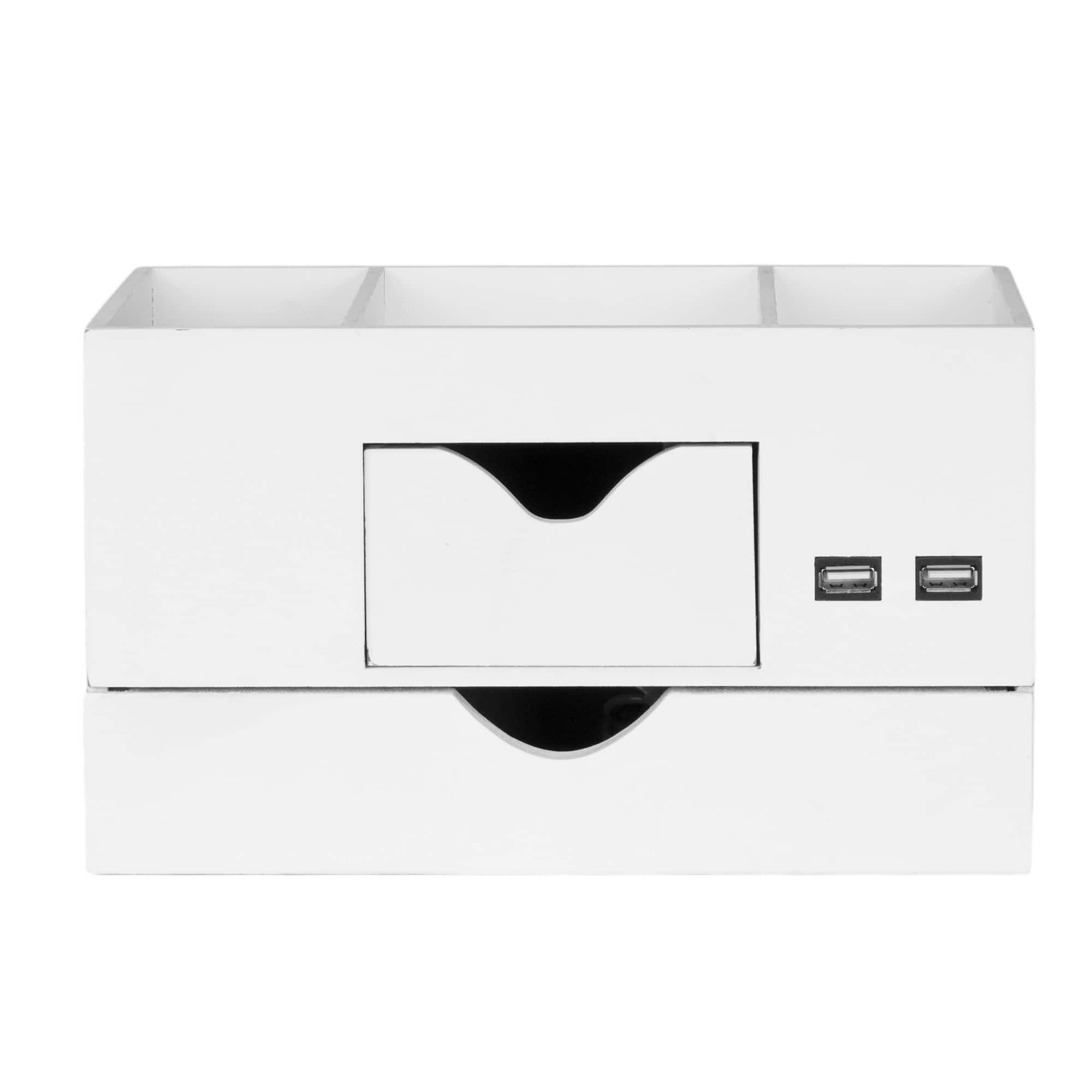American Art D&#xE9;cor&#x2122; 3-Tier White Desk Organizer with USB Port