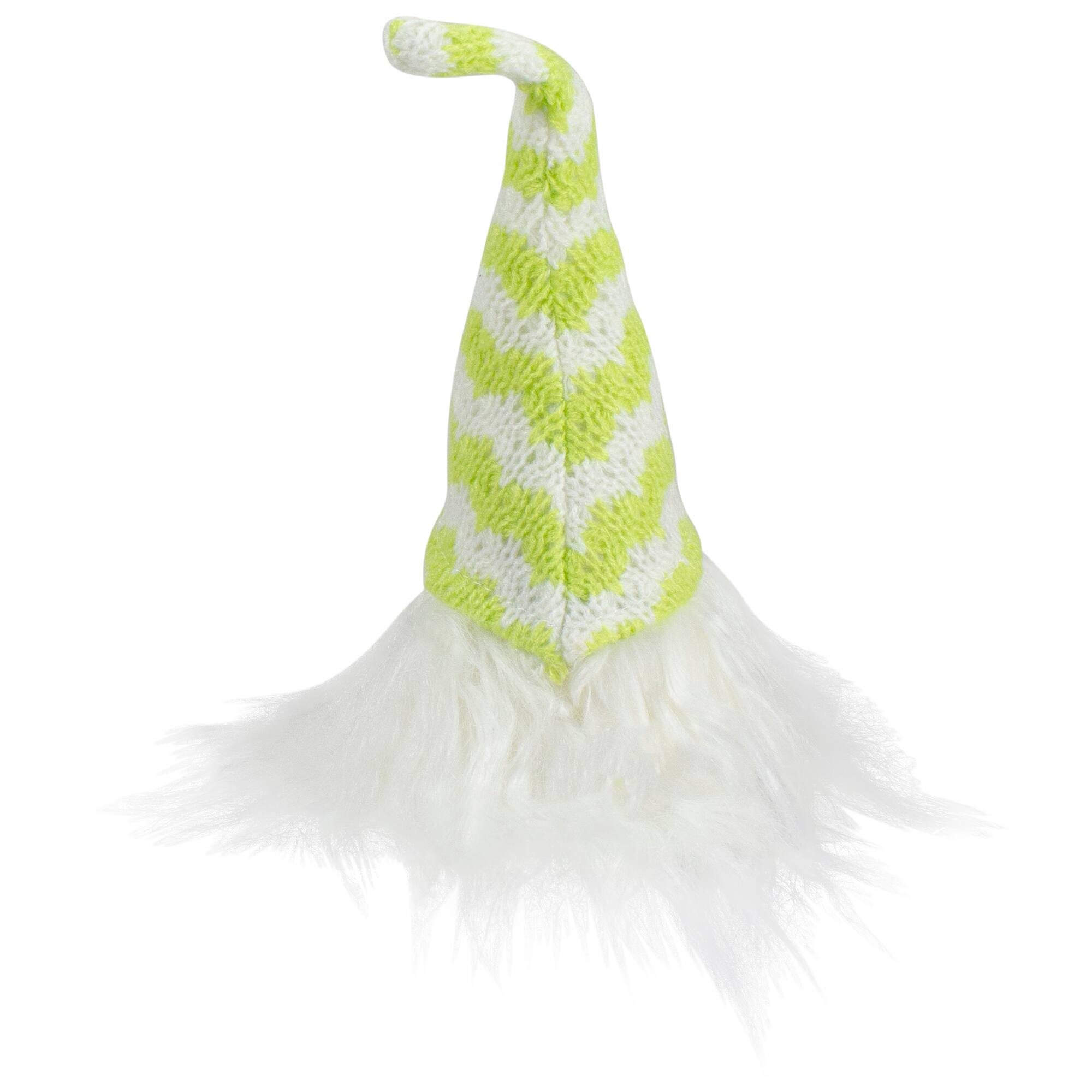 7.5" Lime Green & White Striped Hat Spring Gnome