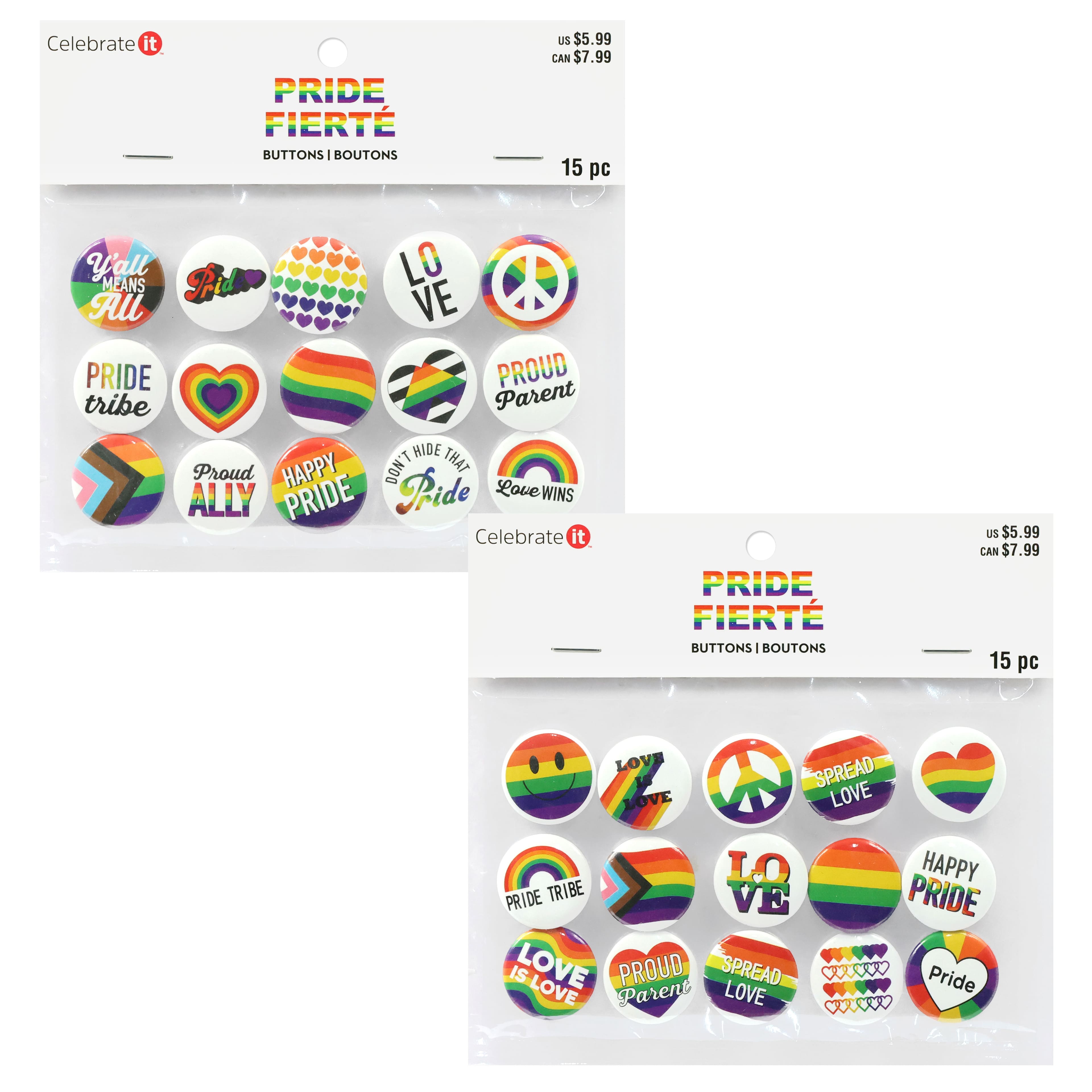 Assorted Pride Buttons, 15ct. by Celebrate It&#x2122;