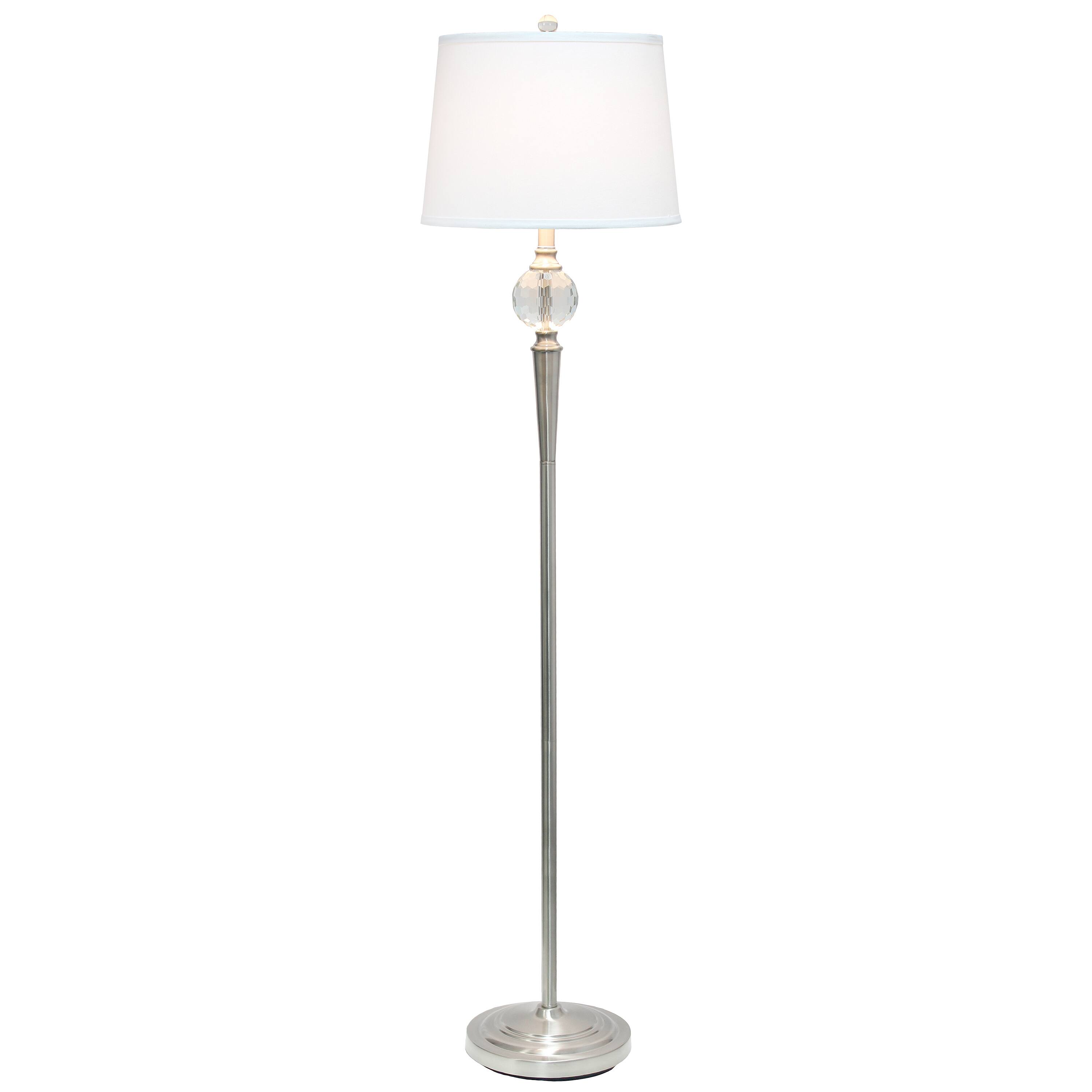 Lalia Home Brushed Nickel Crystal Drop Table and Floor Lamp Set