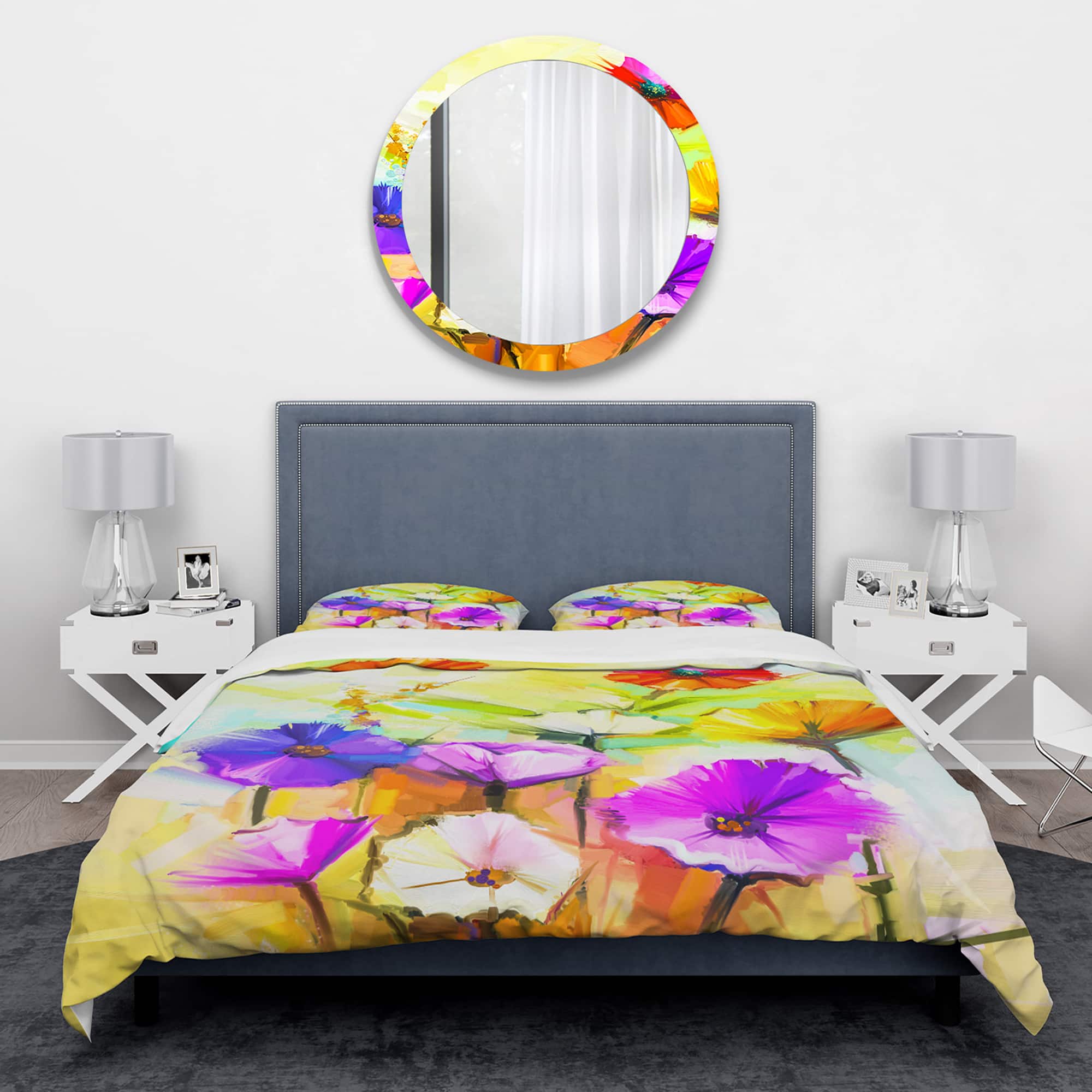 Designart &#x27;Colorful Gerbera Flowers Painting&#x27; Traditional Bedding Set - Duvet Cover &#x26; Shams