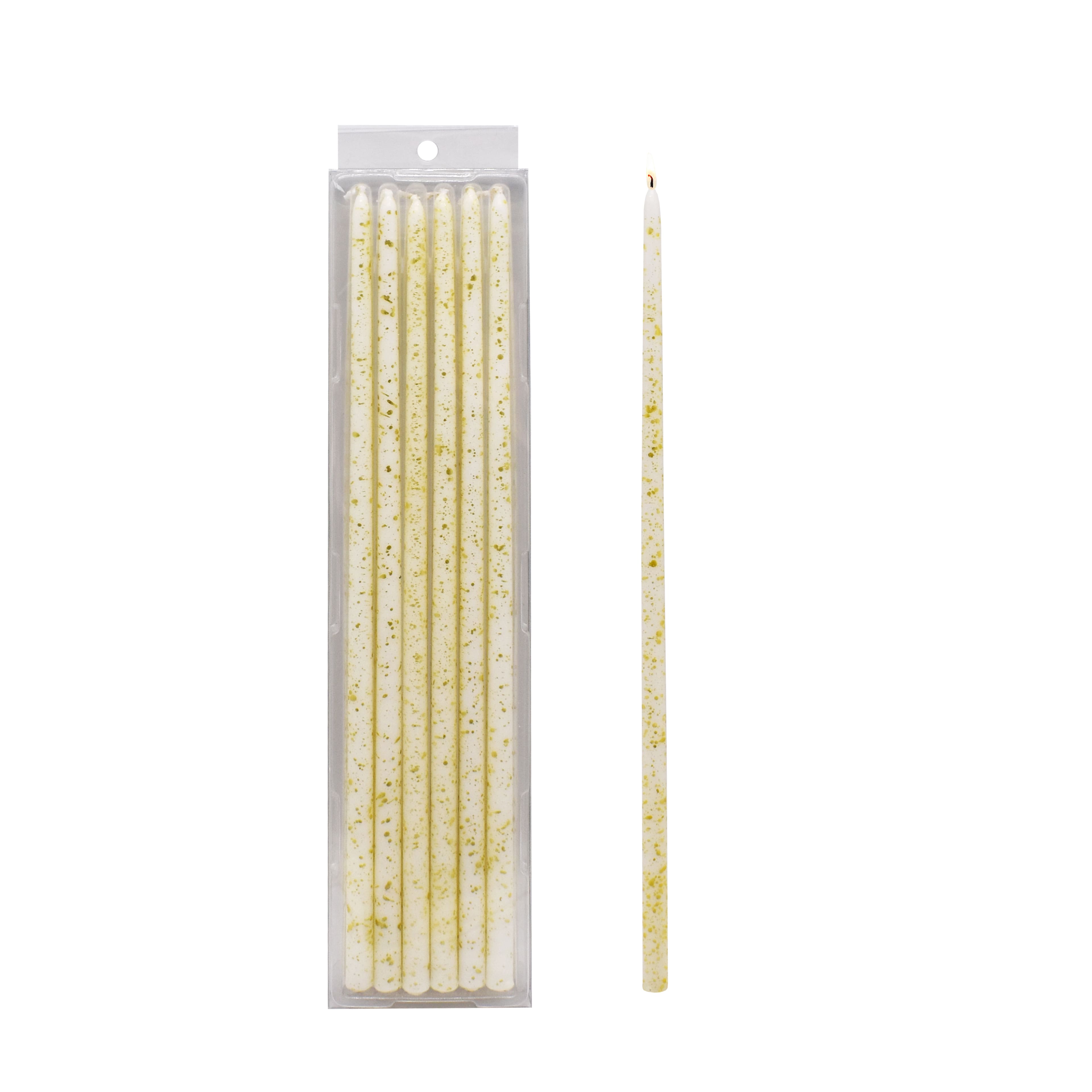 11.5&#x22; White Speckled Narrow Taper Candles, 12ct. by Ashland&#xAE;