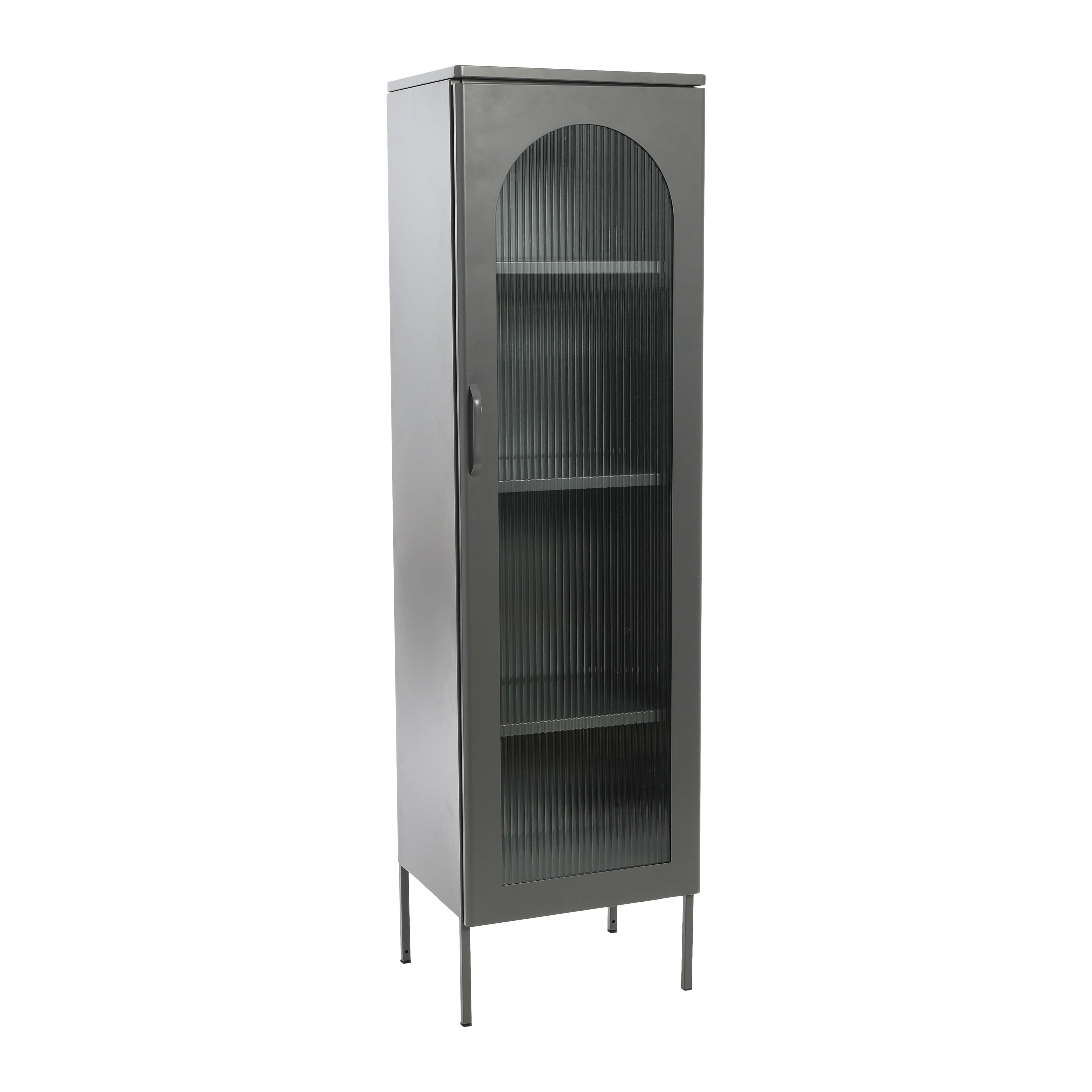Hello Honey&#xAE; Solstice 5ft. Tall Metal Accent Cabinet with Arched Glass Door