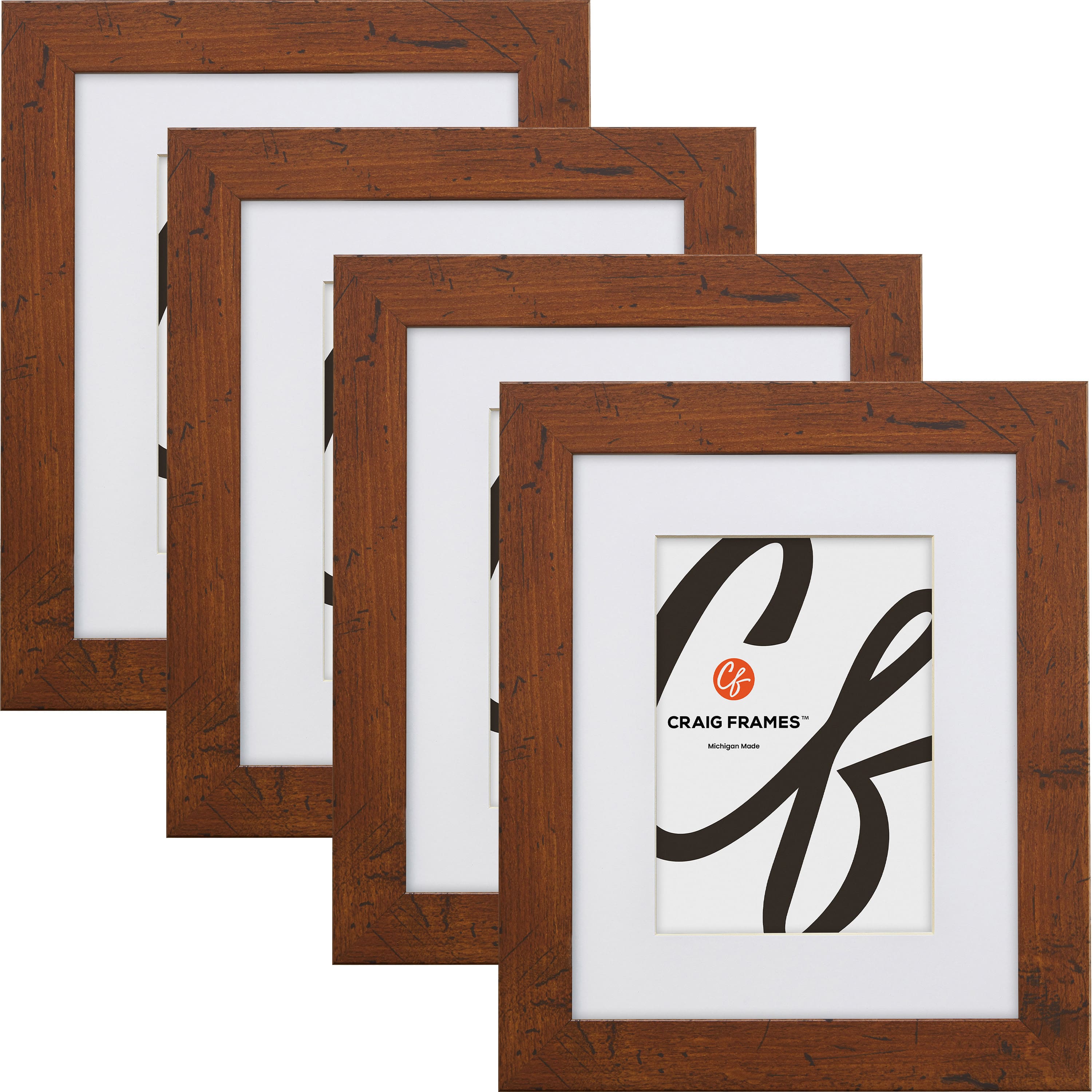 Craig Frames 4 Pack: Bauhaus 125 Dark Walnut Picture Frame with Mat