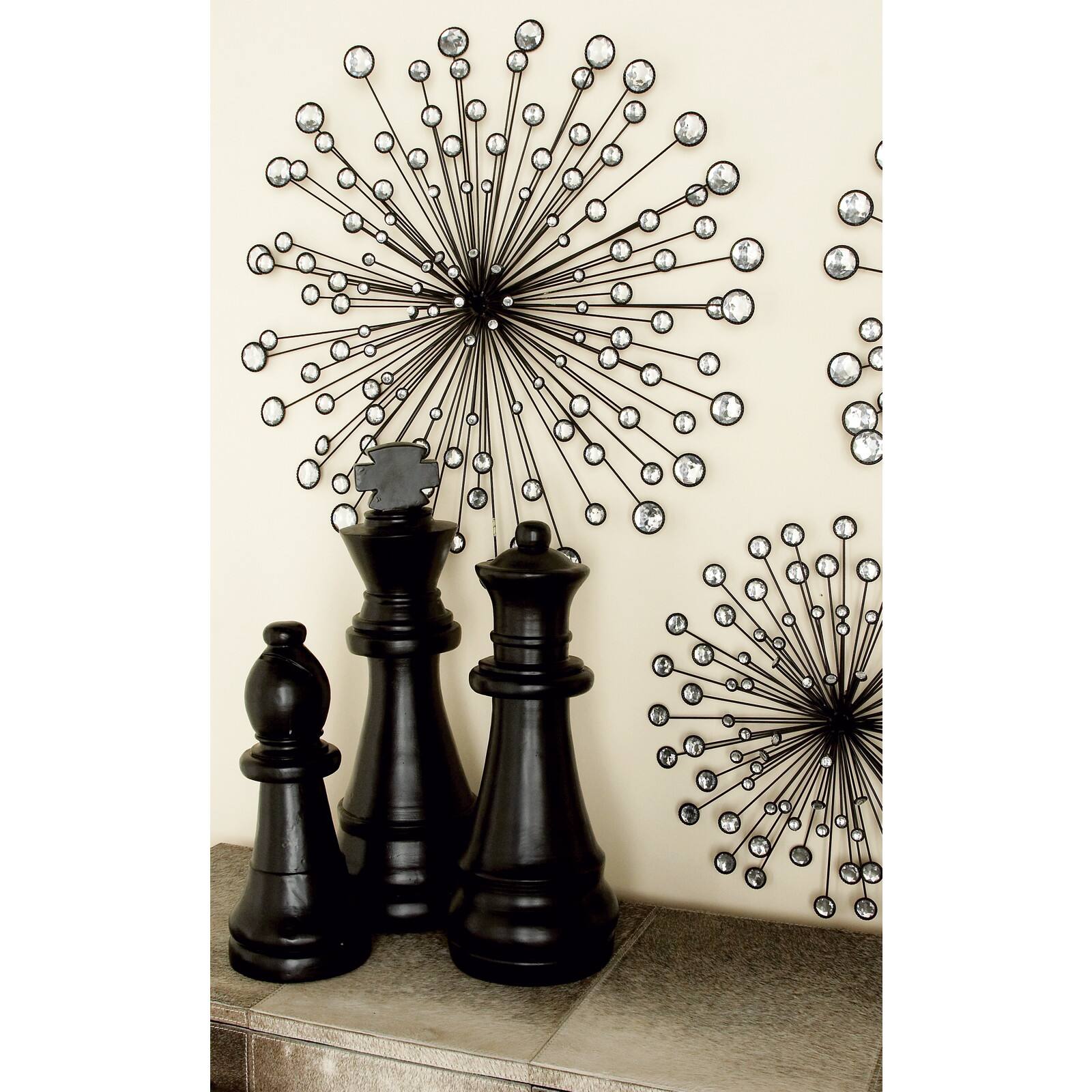 Silver Metal Starburst Modern Wall Décor Set