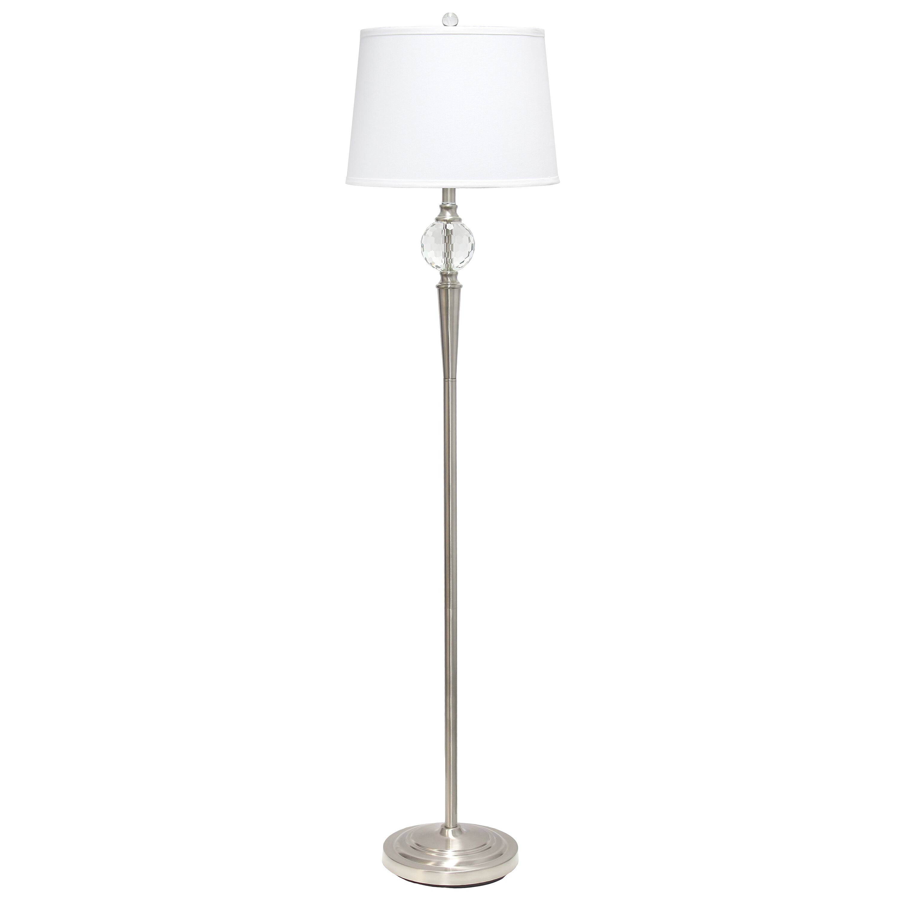 Lalia Home Brushed Nickel Crystal Drop Table and Floor Lamp Set