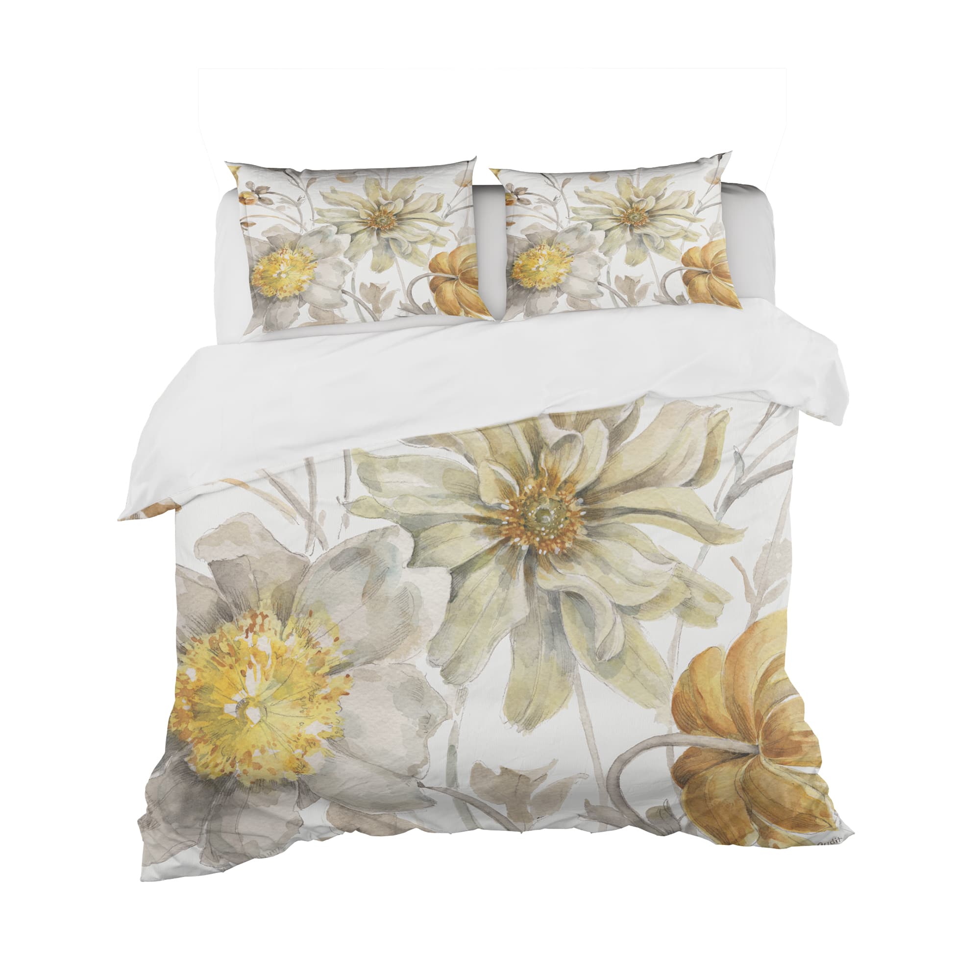 Designart &#x27;Fields of Gold Watercolor Flower V&#x27; Cottage Bedding Set - Duvet Cover &#x26; Shams