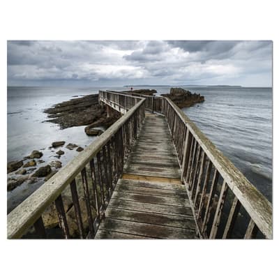 Designart - Wooden Pier on North Irish Coastline - Sea Bridge Canvas Art Print in Blue | 12" x 8" | Michaels&reg;