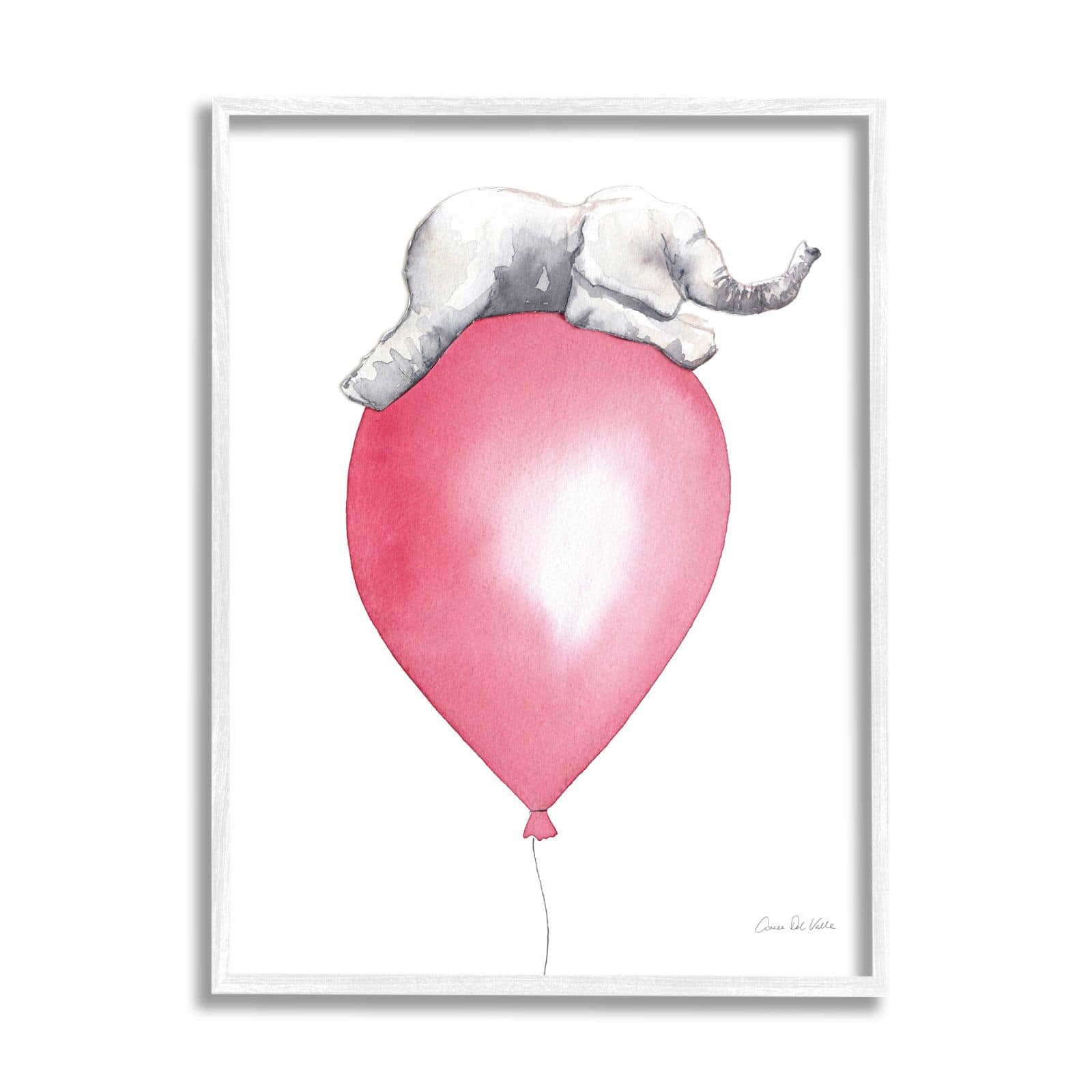 Stupell Industries Kids&#x27; Baby Elephant Sleeping on Large Red Balloon Framed Wall Art