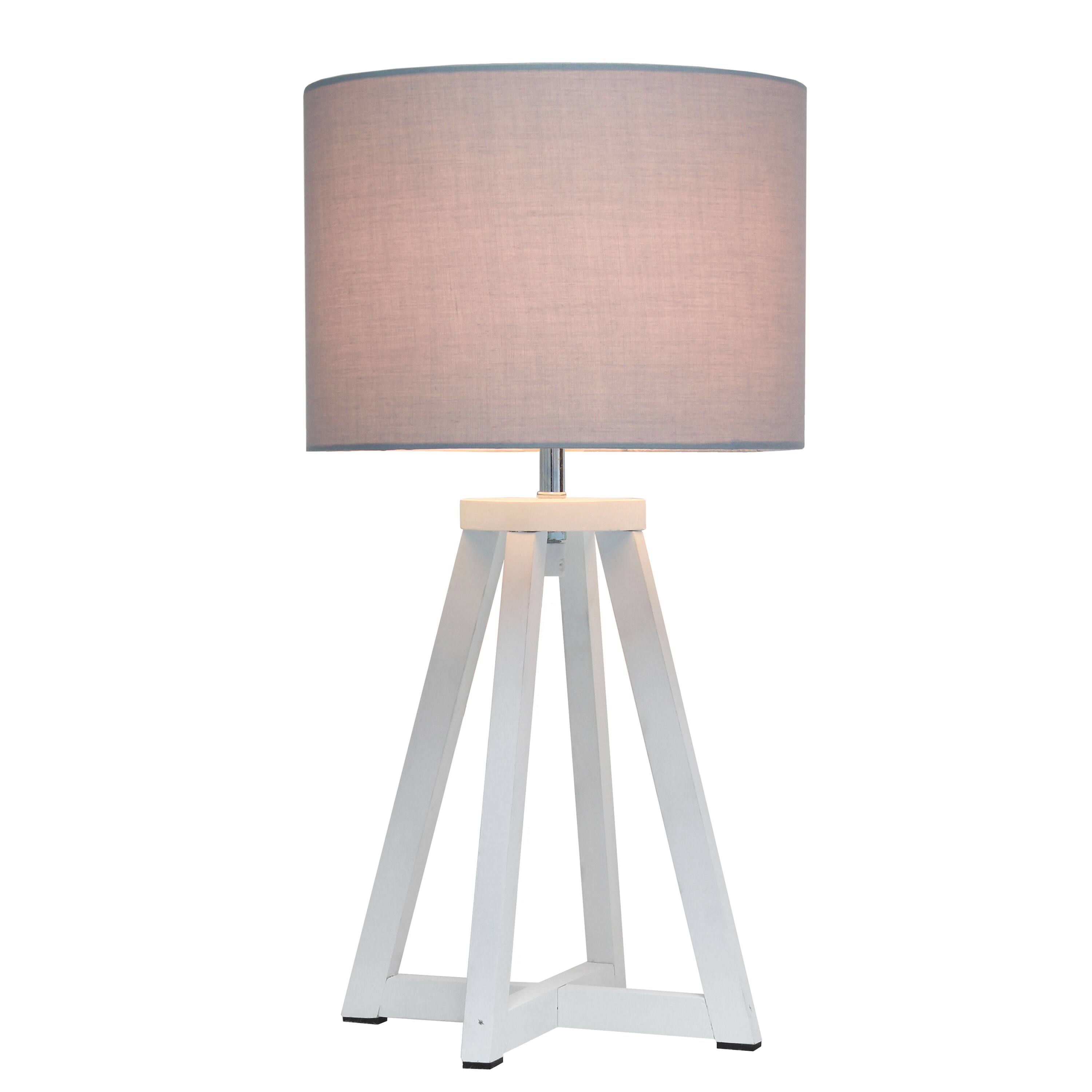 Simple Designs 19" Interlocked Triangular White Wood Table Lamp with Gray Shade