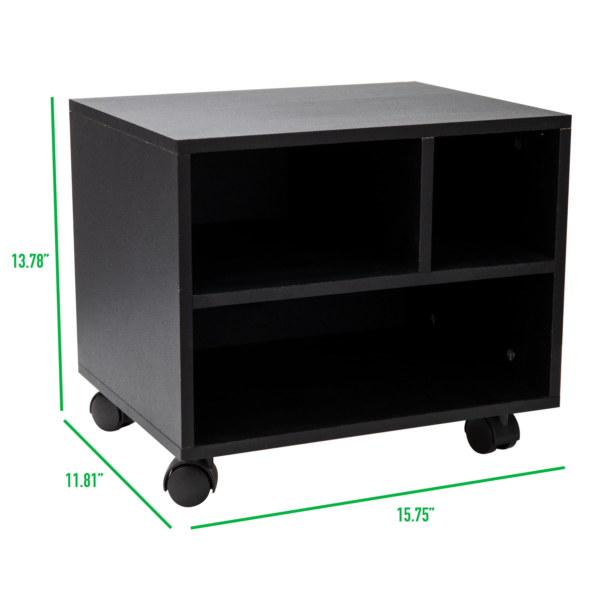 Mind Reader 15.7&#x22; Black Printer Cart with Rolling Supply Organization Shelves
