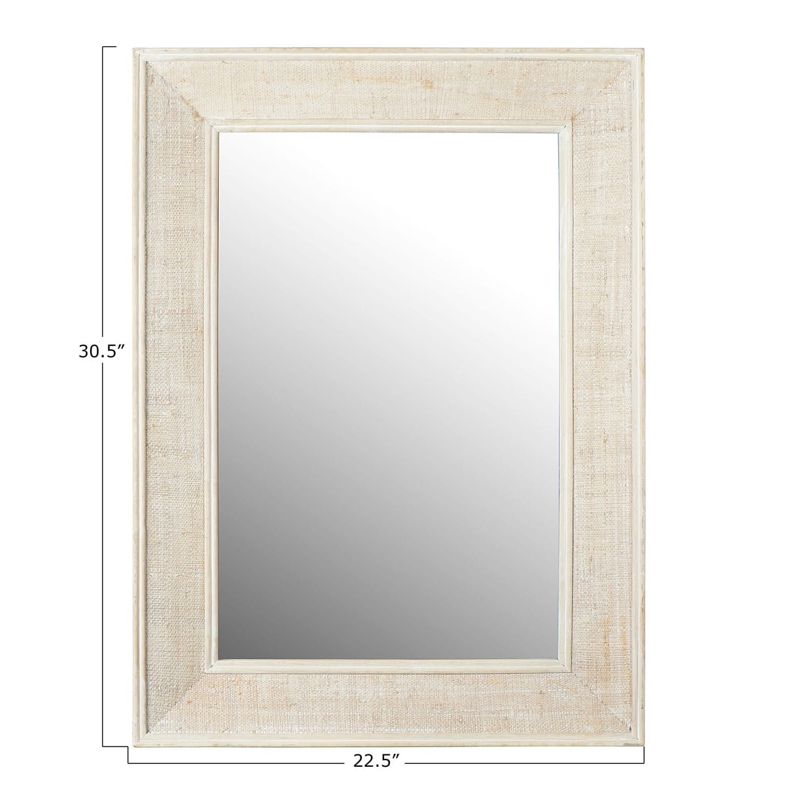 Hello Honey® 31" White Wash Rectangle Wall Mirror with Rattan Detail