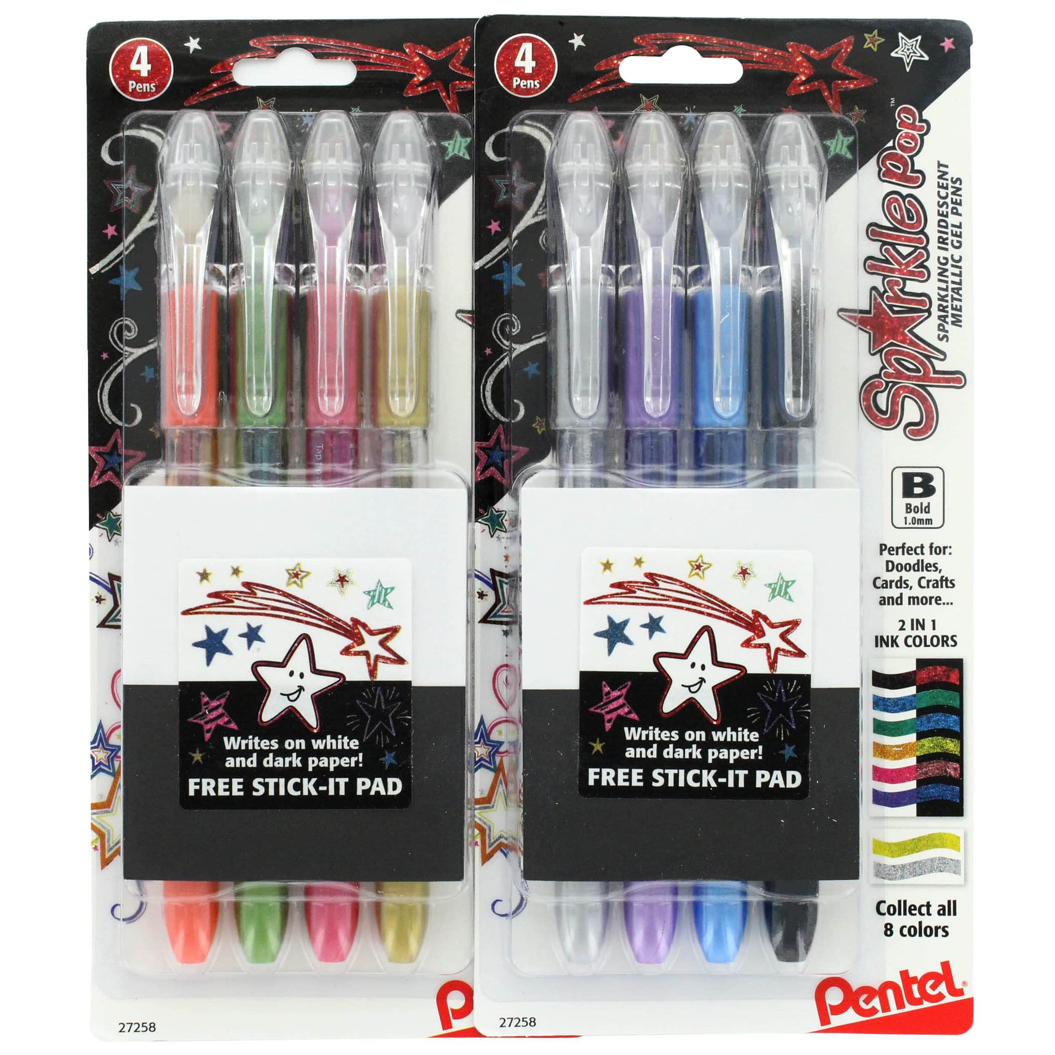 Pentel Sparkle Pop Metallic Gel Pen Set, 8-Colors