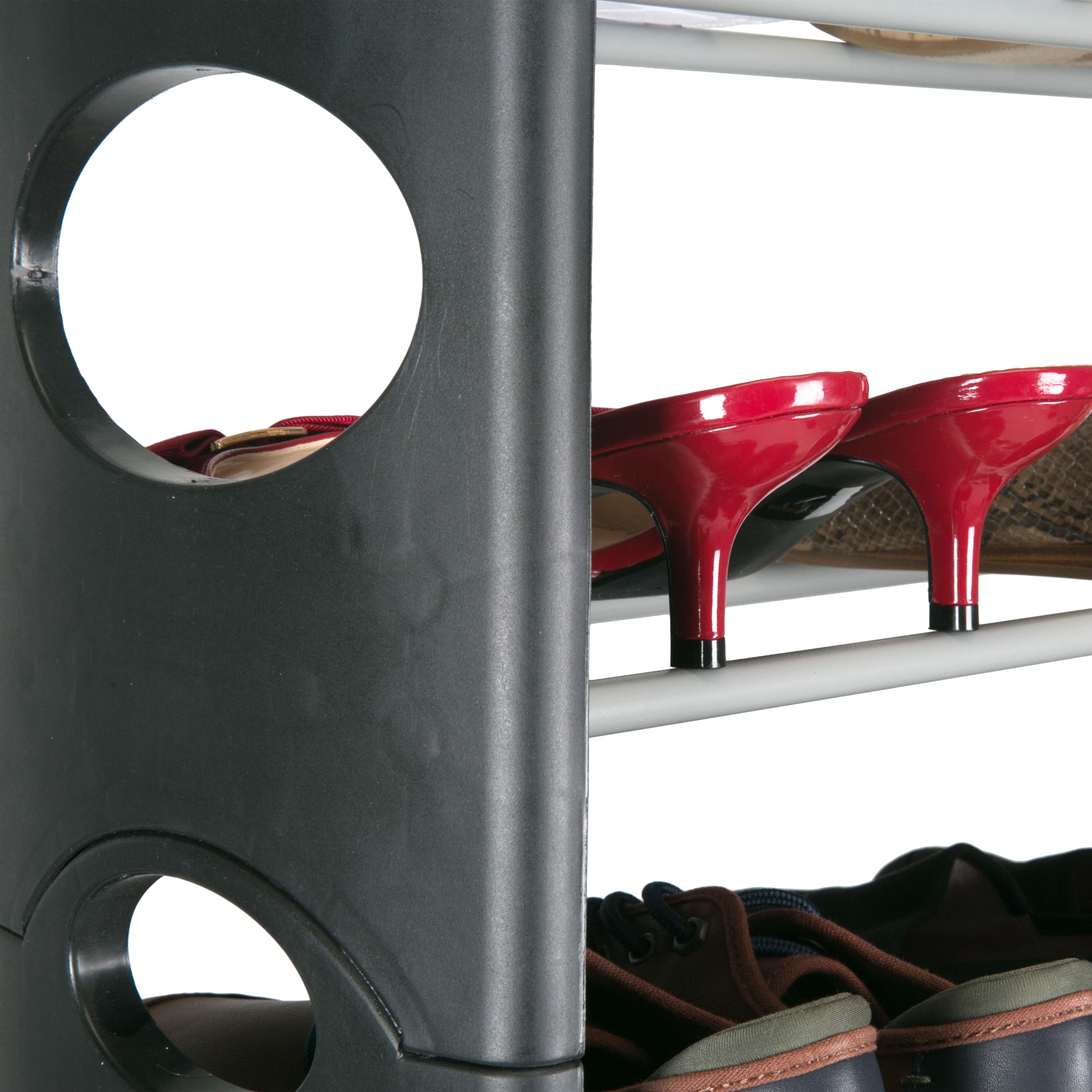 Simplify Black 30 Pair Stackable Shoe Rack