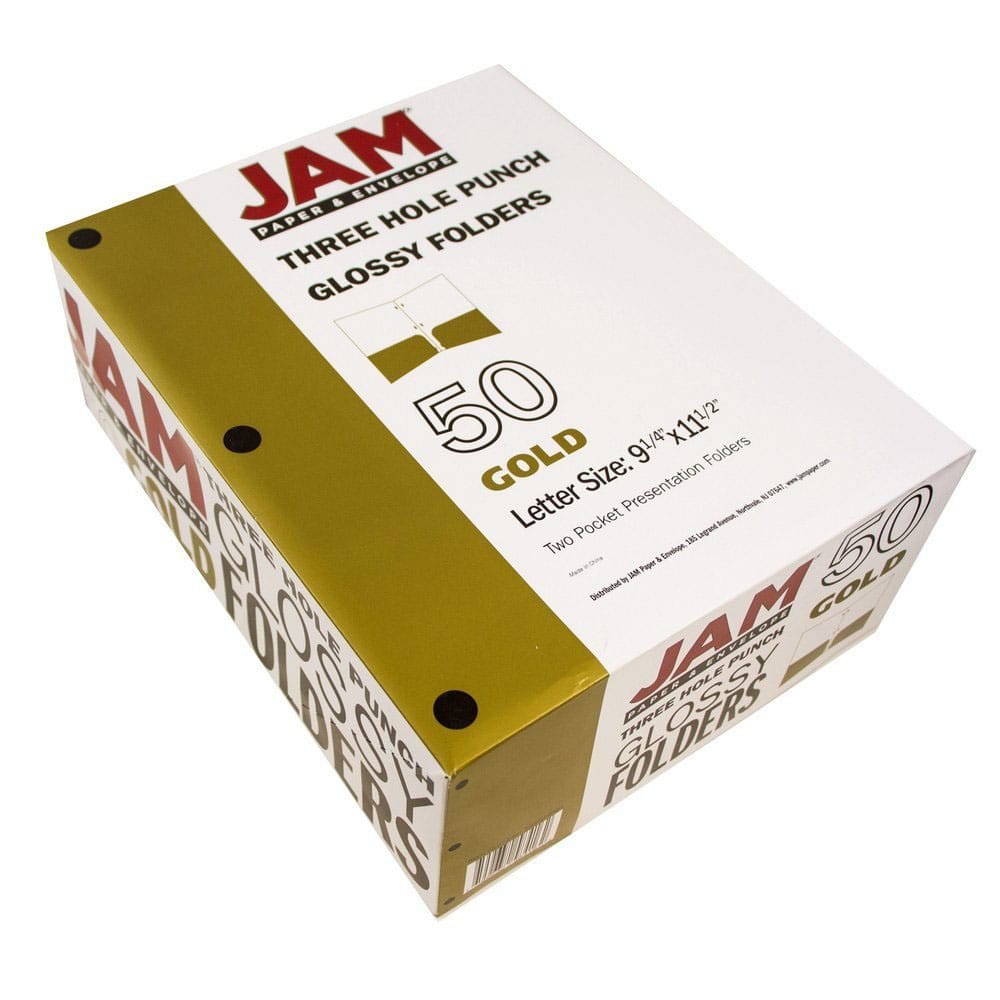JAM Paper Laminated 2-Pocket Glossy 3-Hole Punch School Folders, 6ct.