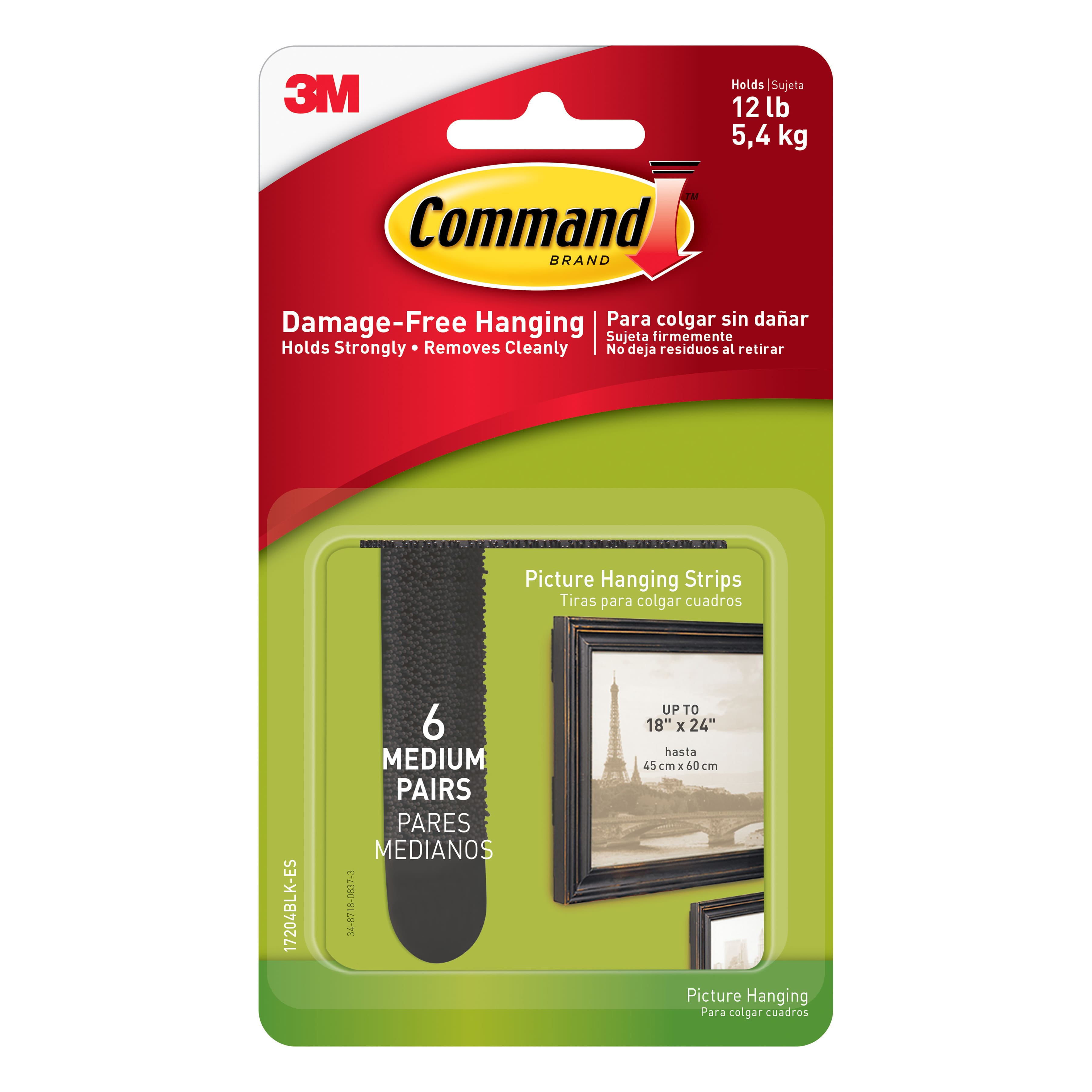 3M Command™ Medium Black Picture Hanging Strips, 6ct.
