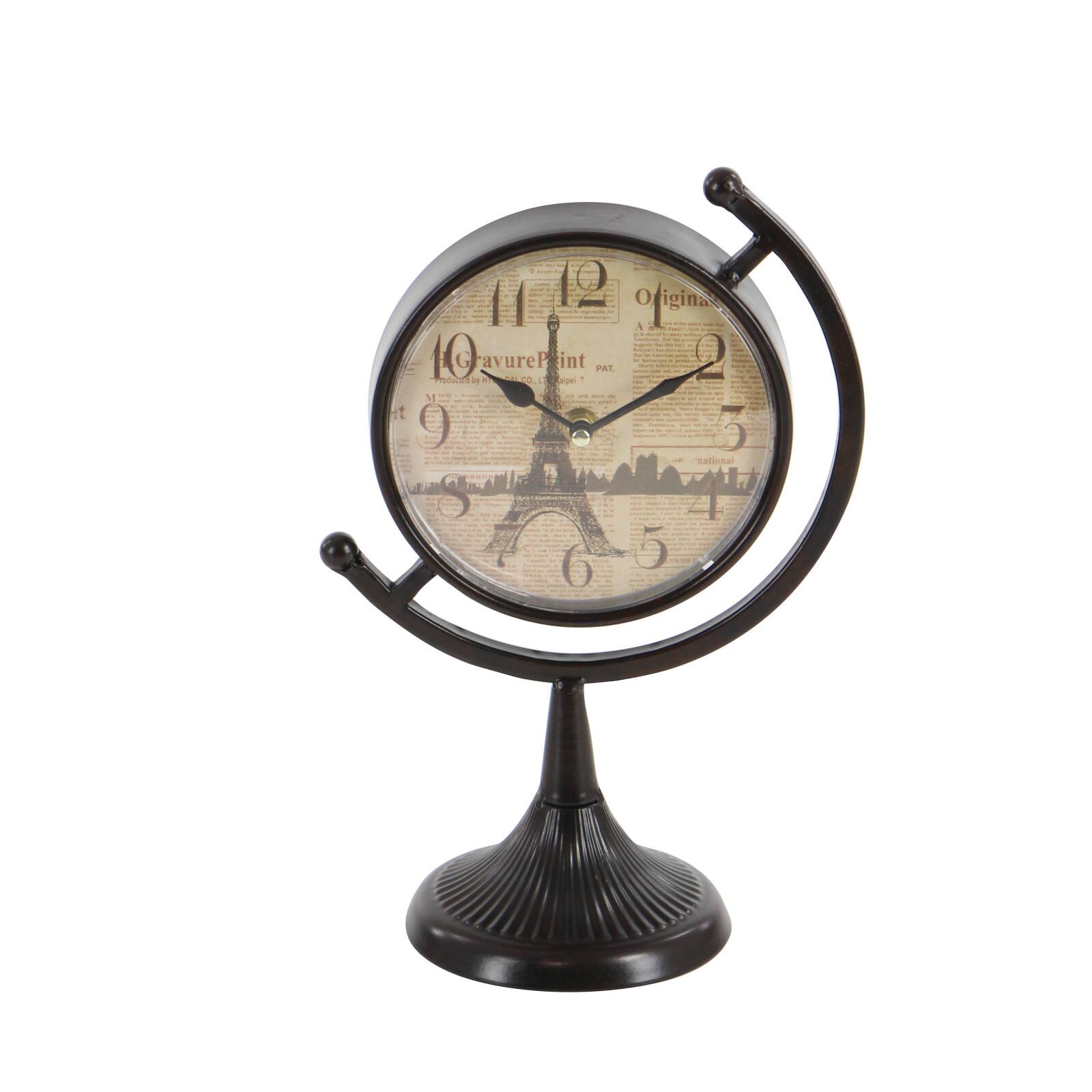 12&#x22; Black Metal Vintage Standing Clock Set