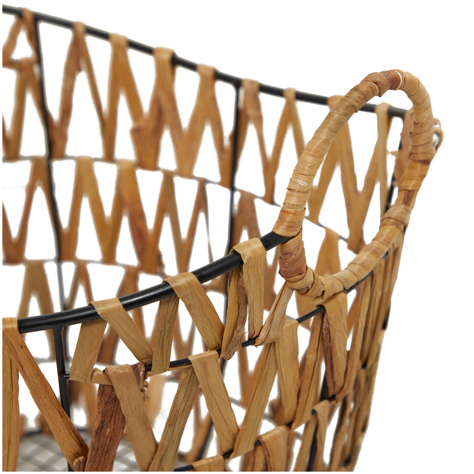 The Novogratz Brown Metal Storage Basket with Handles 20" x 15" x 16"