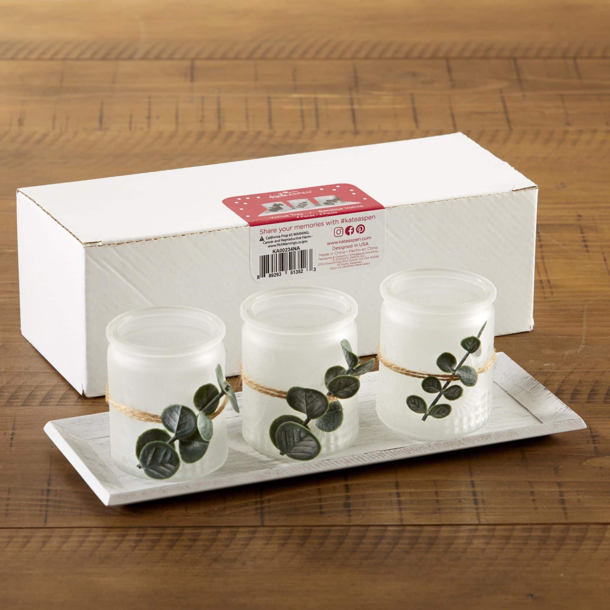 Kate Aspen 4 Piece Frosted Votive & Tray Set