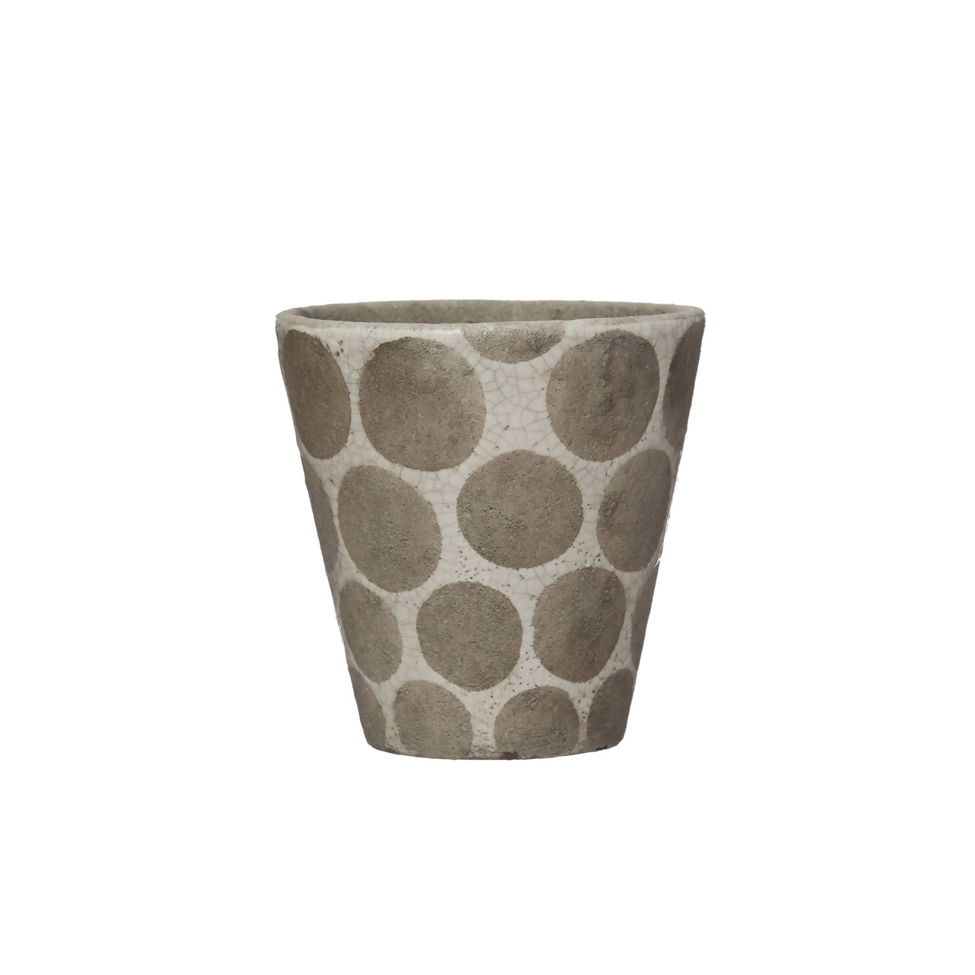 5&#x27;&#x27; Terra-Cotta Planter with Wax Relief Dots